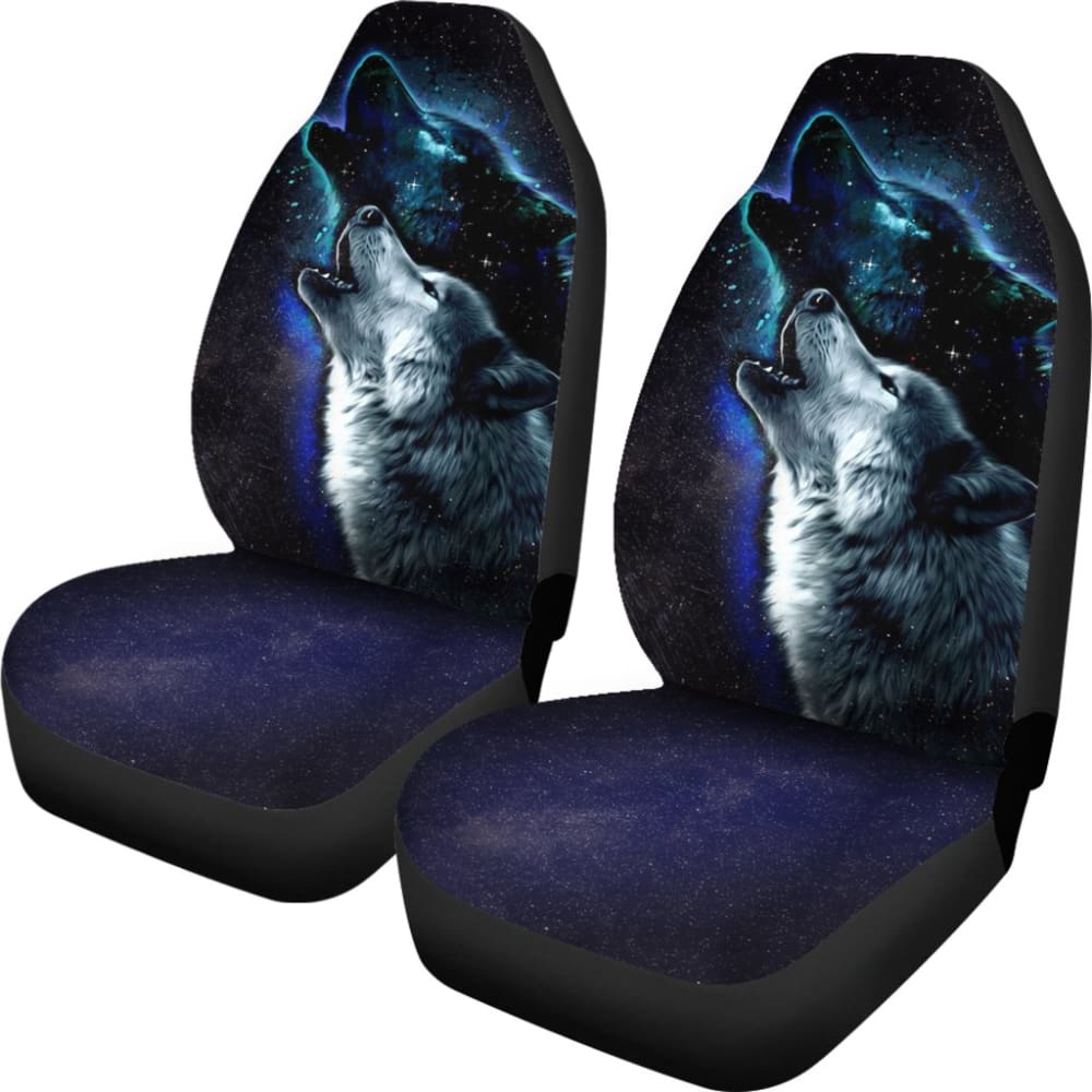 Galaxy Wolf & Star Car Seat Covers - Universal Fit for Cars, Trucks & SUVs - Unique Space-Themed Design - Perfect for Road Trips & Stargazing Adventures