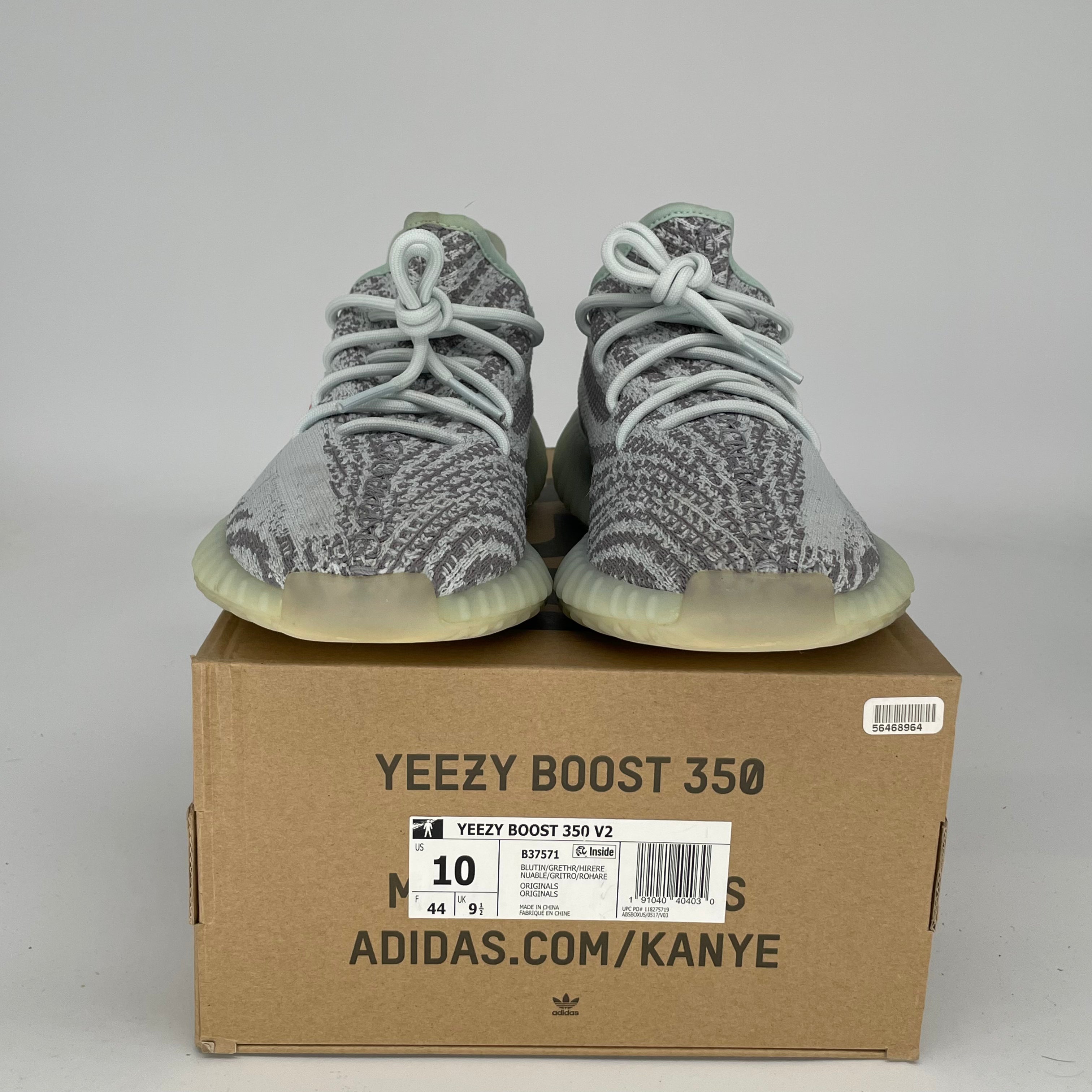Adidas Yeezy Boost 350 V2 Blue Tint Sneakers - Men's Size 10 (B37571) | Comfortable Running Shoes for Casual Wear & Gym Workouts