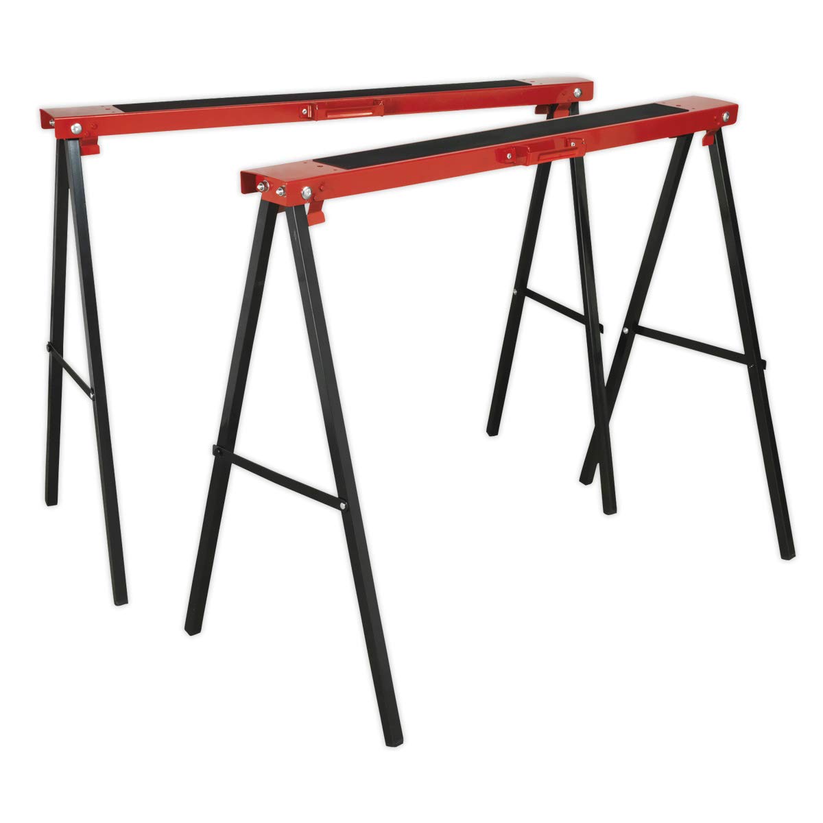 Sealey FDT2 Fold Down Trestle - Heavy Duty Adjustable Workbench Support (2-Pack) - Perfect for Woodworking, Construction & DIY Projects