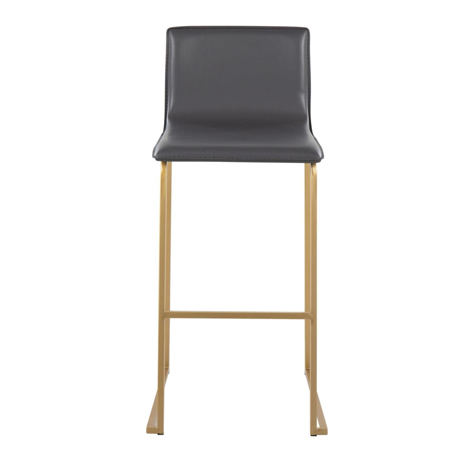 LumiSource Mara Bar Stool Set of 2 - Modern Counter Height Bar Chairs with Metal Frame & PU Cushion for Kitchen Island, Breakfast Nook & Home Bar Decor