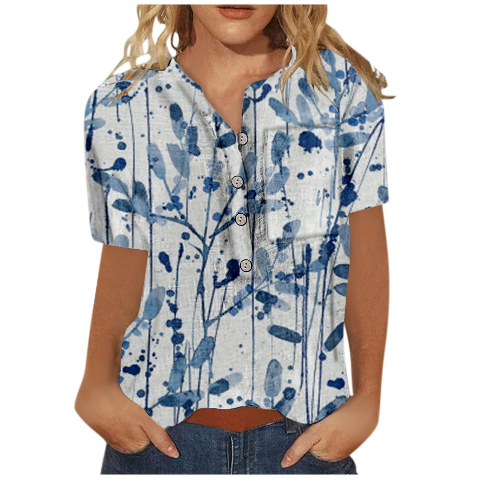 Women's Summer Tops Casual Plus Size - Floral Printed Short Sleeve Loose Blouse T-Shirt | Comfortable O-Neck Shirt for Beach, Vacation & Everyday Wear