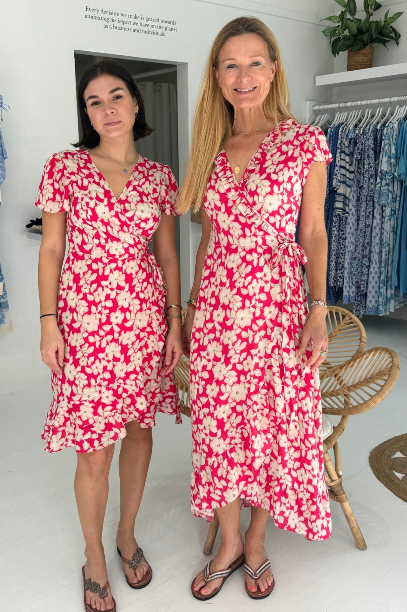 Chelsea EcoVero™ Wrap Dress - Sustainable Viscose Blossom Pink & Cream Floral Print | Women's Summer Casual Dress for Beach, Office & Date Night
