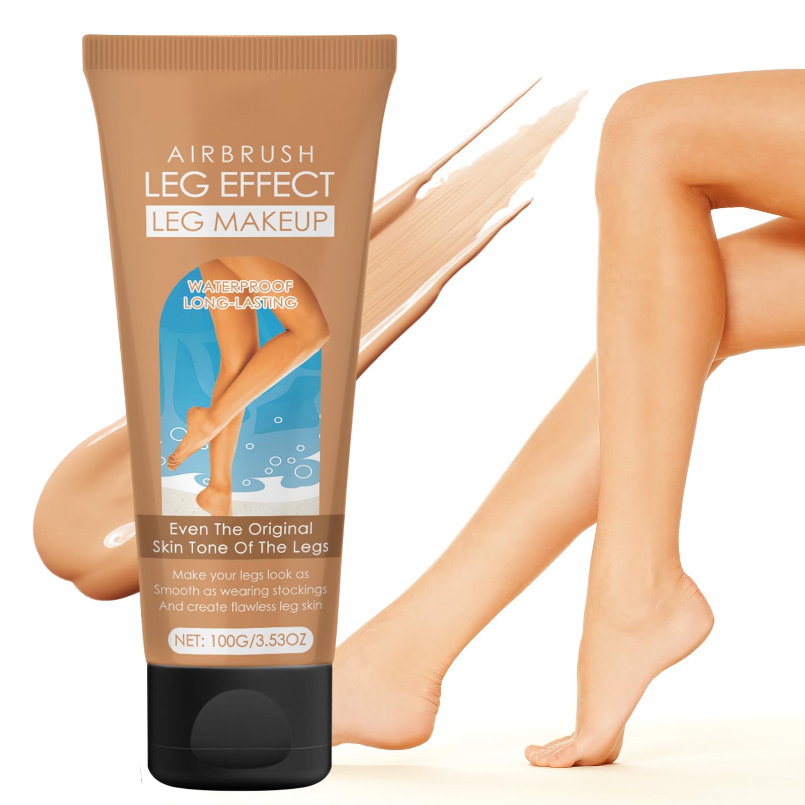 Waterproof Leg Makeup for Varicose Veins & Scar Cover - No Transfer, Tattoo Concealer for Black Skin (Medium Glow) - Perfect for Weddings, Photos & Everyday Wear