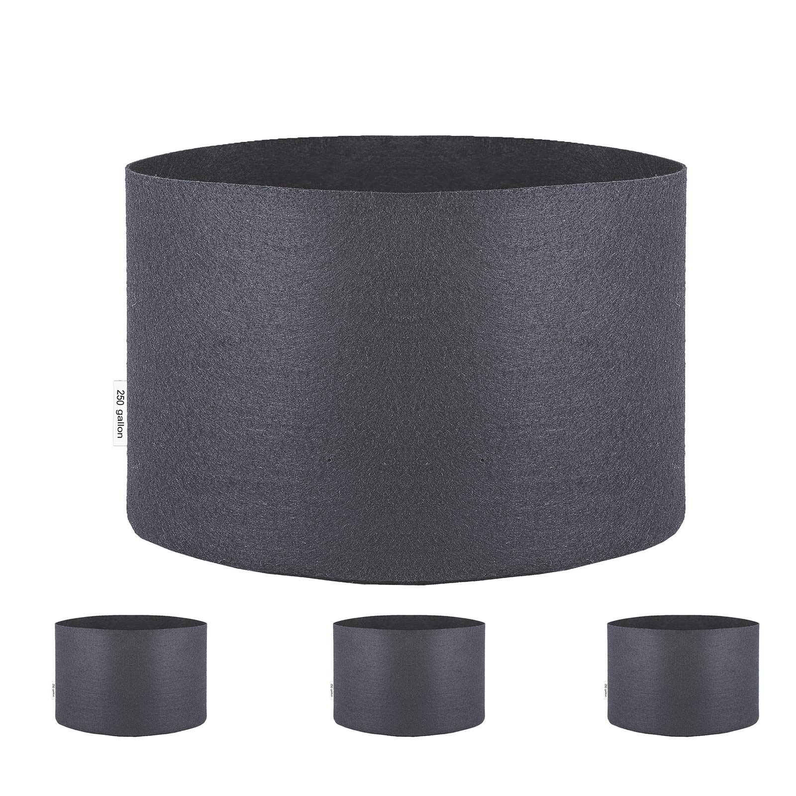 TopoGrow 250 Gallon Fabric Grow Bags - 3 Pack Black Aeration Pots for Plants, Vegetables, Fruits & Trees | Heavy Duty Nursery Containers for Indoor & Outdoor Gardening, Hydroponics & Urban Farming