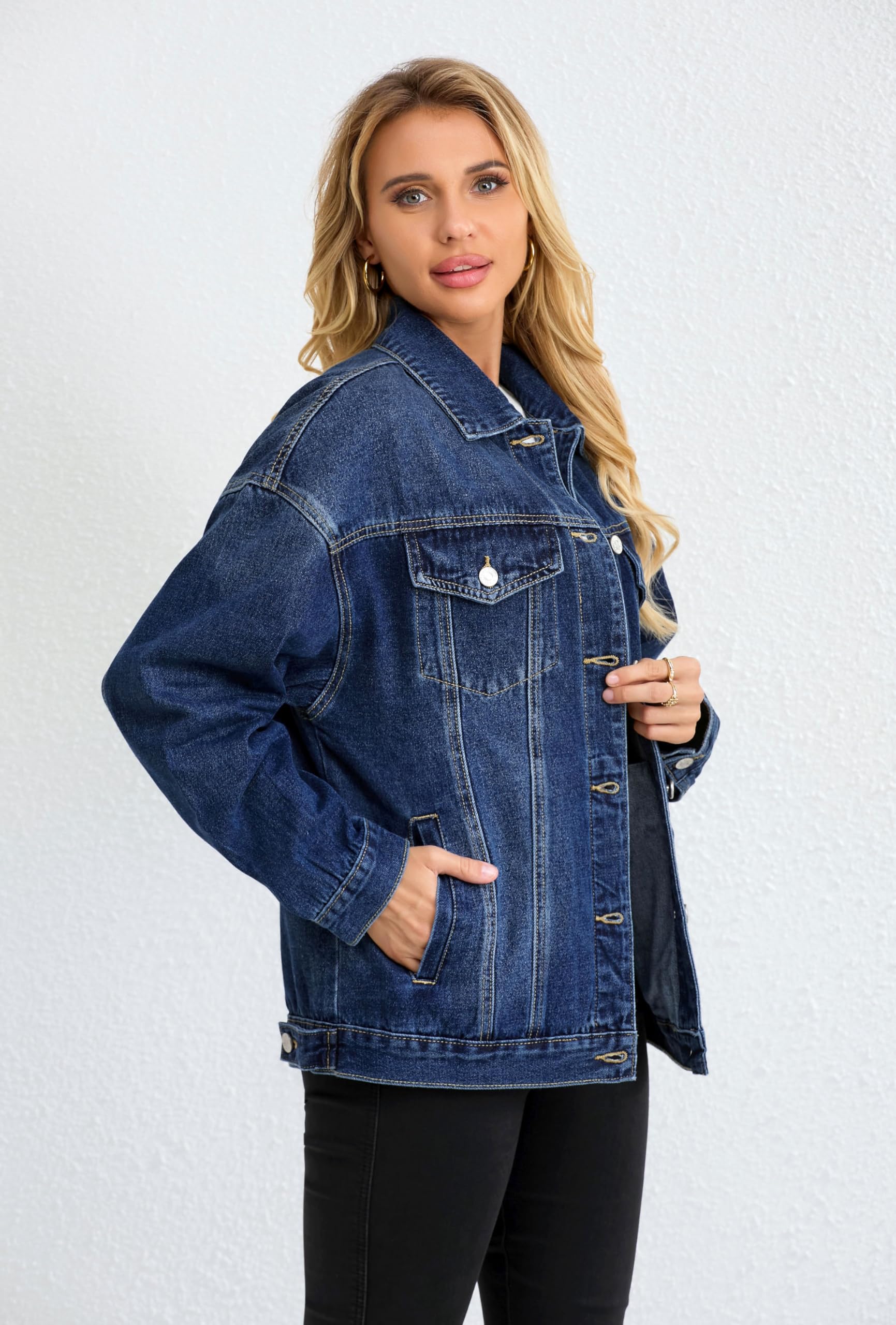 Trendy Oversized Denim Jacket for Women - Loose Fit Boyfriend Style Long Jean Coat | Casual Outfits, Streetwear & Layering Fashion