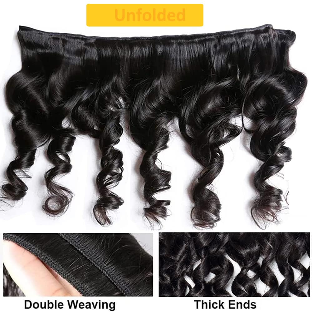 QTHAIR 14A Grade Brazilian Loose Wave Hair Bundles 26 28 30 Inch 100% Virgin Human Hair Extensions - 300g Pack Natural Color for Long Hair Weave | Perfect for Daily Styling, Parties & Special Occasions