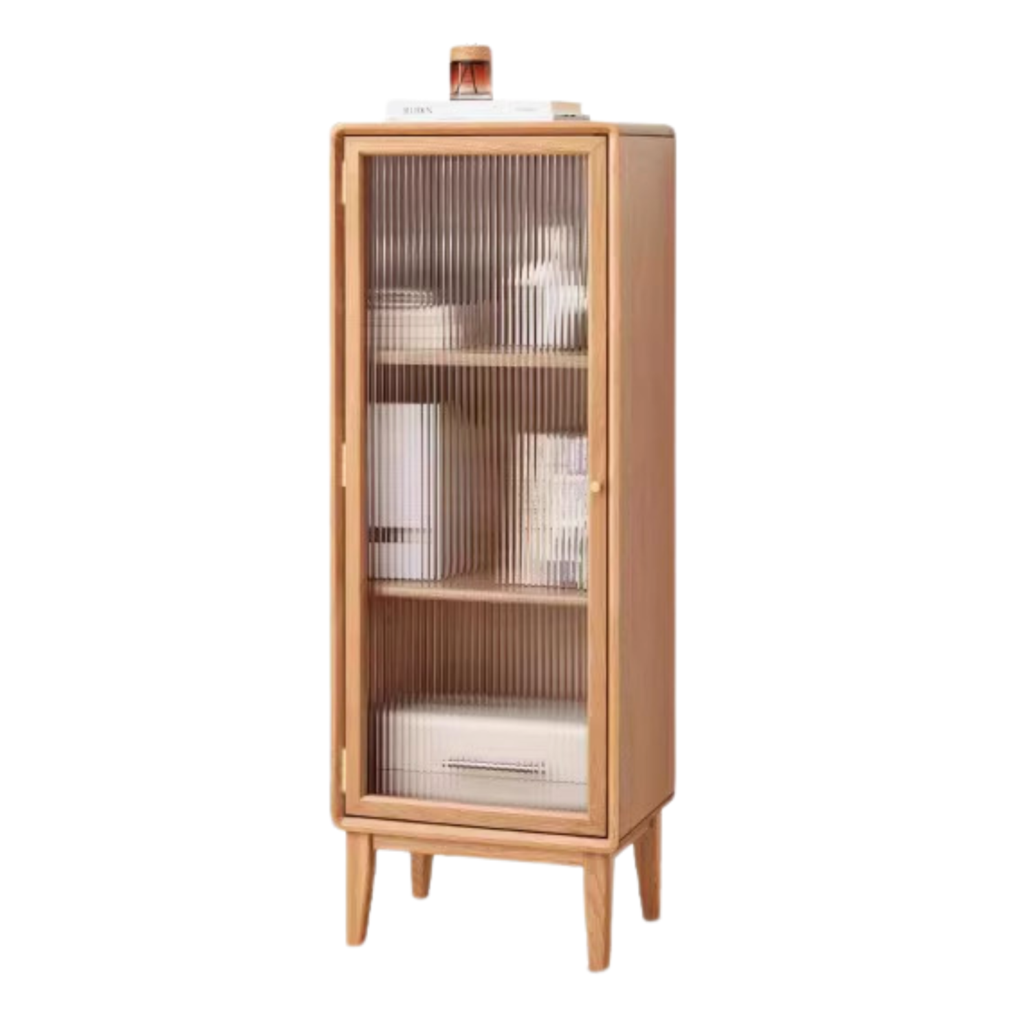 Solid Oak Wood Side Cabinet - Small Bookcase with Adjustable Shelves for Living Room, Bedroom, or Office Storage | Rustic Home Decor Furniture