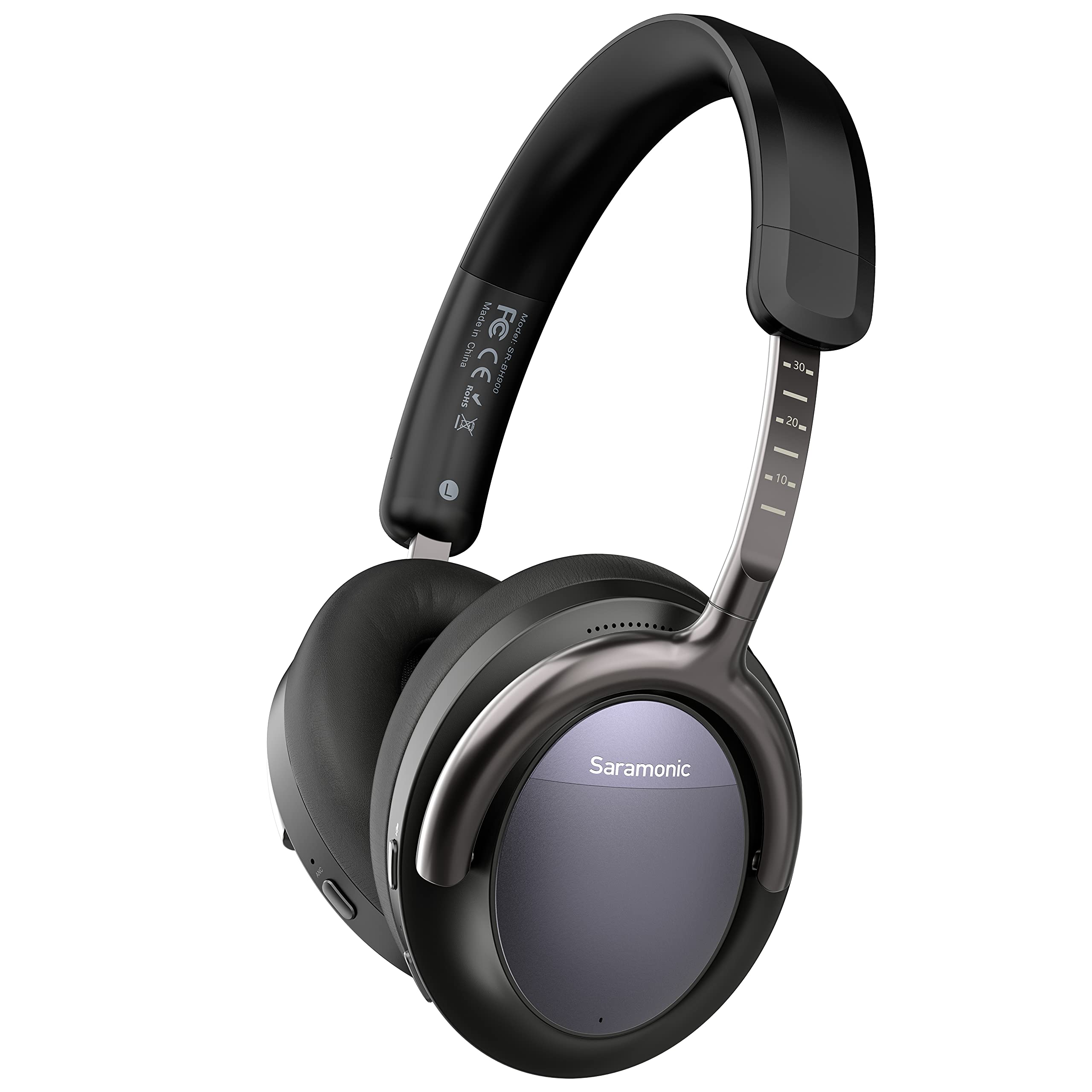 Saramonic SR-BH900 Wireless Bluetooth 5.0 Over-Ear Headphones with Active Noise Cancelling (ANC), 40mm Drivers & Leather Earpads - Perfect for Travel, Office Work & Music Listening (Black)