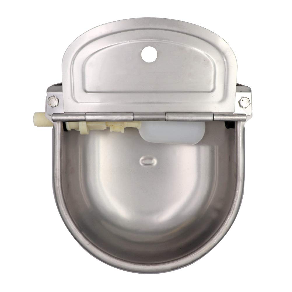 Automatic Stainless Steel Water Bowl with Float Valve - Livestock Water Trough for Dogs, Goats, Pigs - Durable Pet & Farm Animal Waterer for Outdoor, Barn, Pasture Use