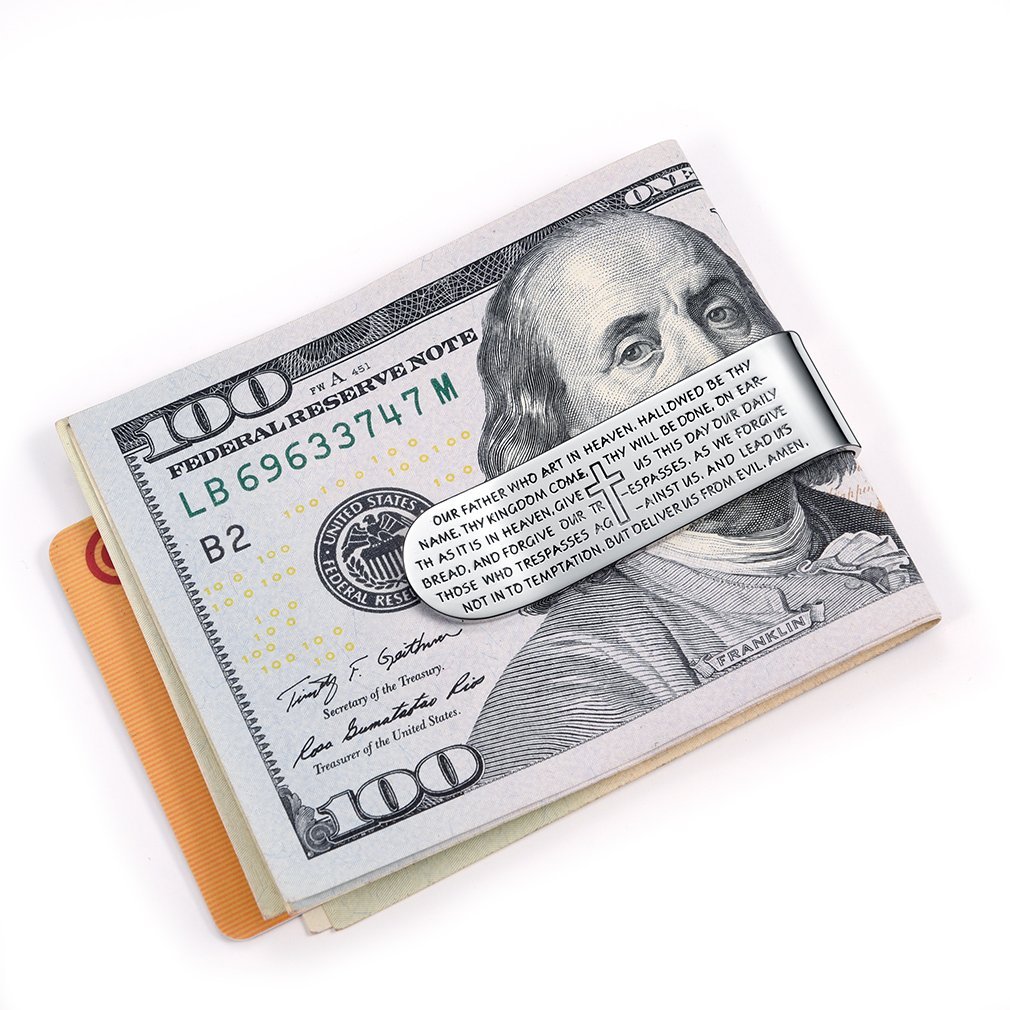 FaithHeart Stainless Steel Money Clip Wallet for Men - Slim Credit Card Holder & Cash Clip - High Polished Smooth Jewelry Gift for Dad, Husband - Perfect for Business, Travel, and Everyday Use