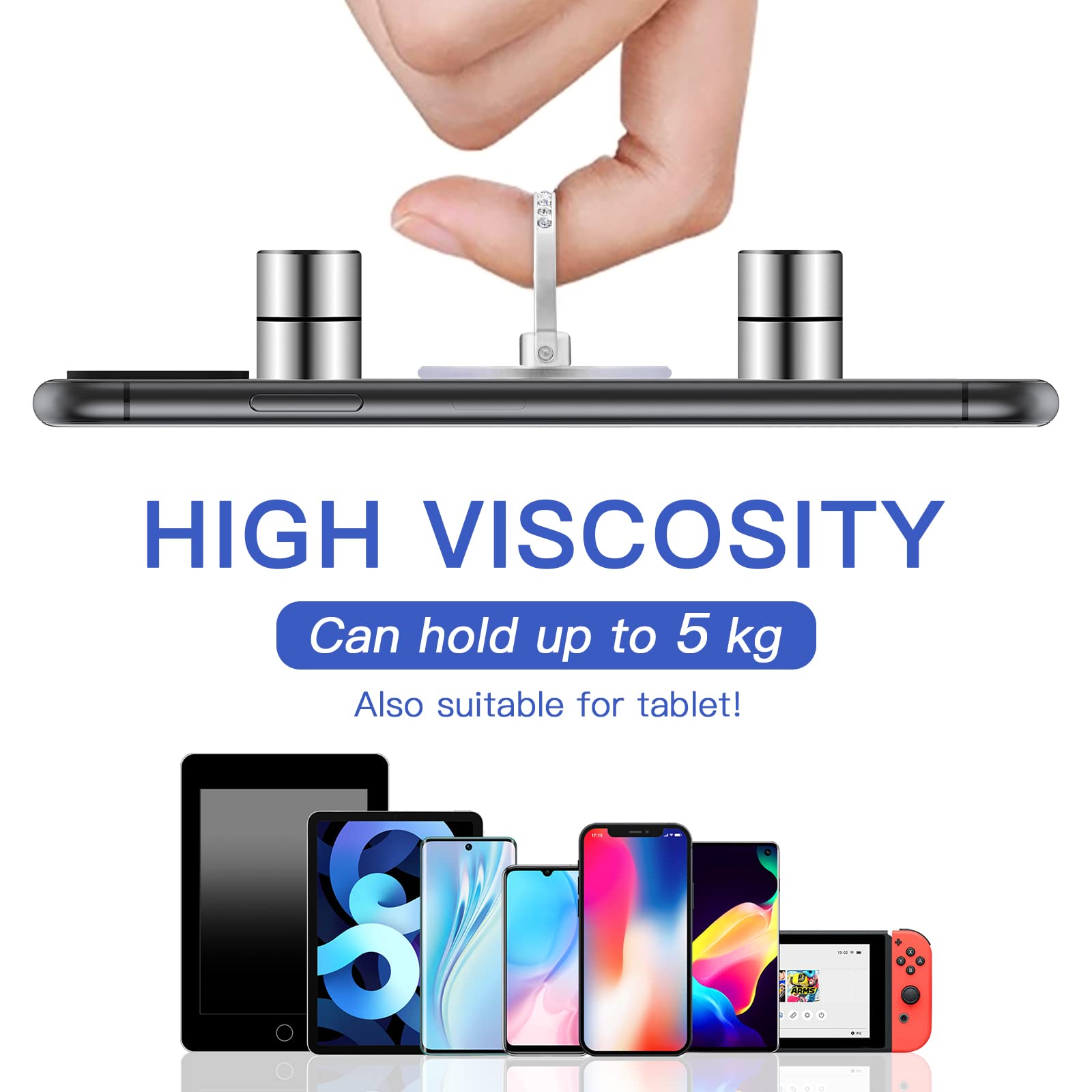 360° Rotating Transparent Phone Ring Stand - Silver & Diamond for Secure Grip & Hands-Free Viewing