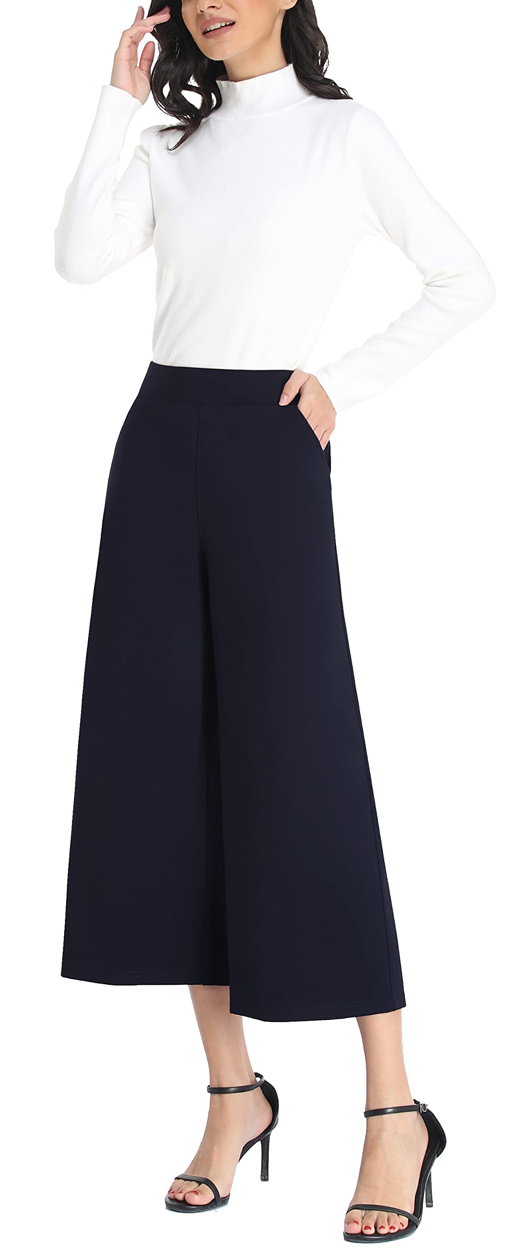 **MISS MOLY Women's Wide Leg Palazzo Pants - Business Casual Cropped Capris for Office & Travel | Comfortable & Stylish Work Pants**