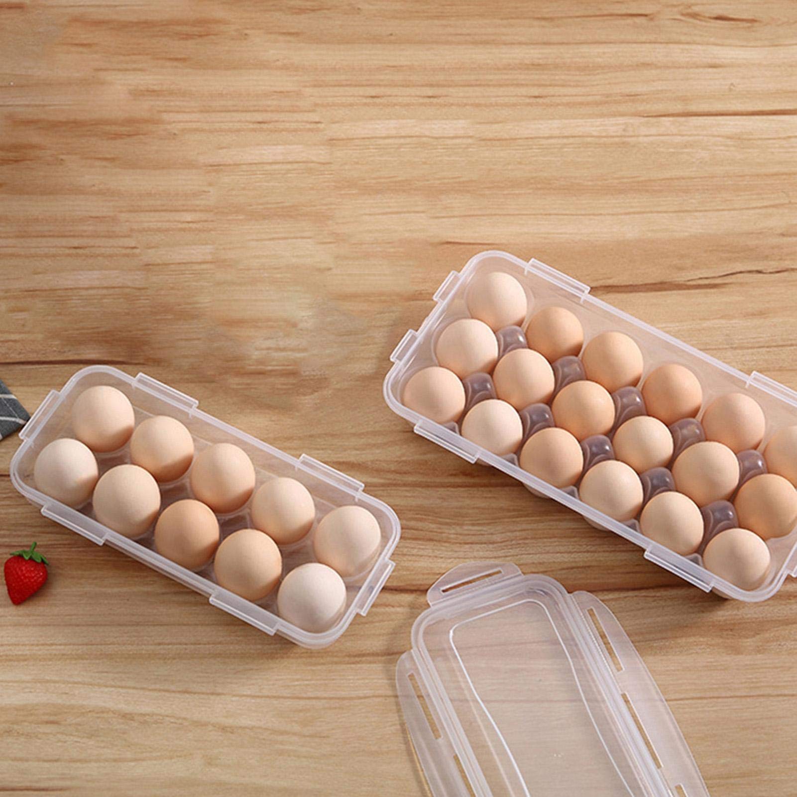 Stackable Plastic Egg Holder for Refrigerator - 18 Egg Tray with Lid for Fridge Storage | Perfect for Deviled Eggs, Meal Prep & Organized Kitchen