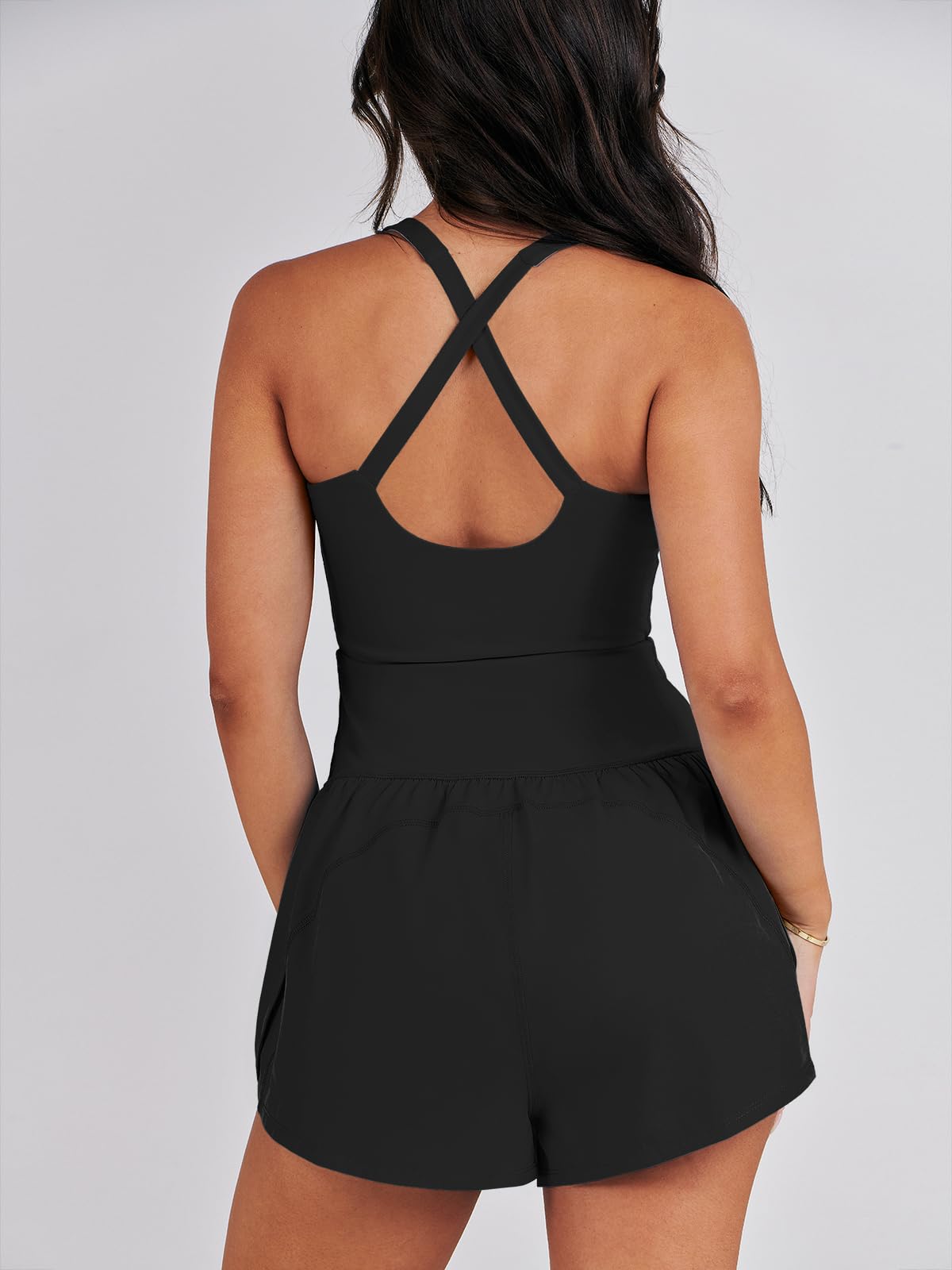 ANRABESS Women's Workout Romper Jumpsuit - Gym, Yoga & Running Activewear Set | Summer 2025 Fitness Outfits for Women | Perfect for Yoga Class, Gym Sessions & Outdoor Workouts