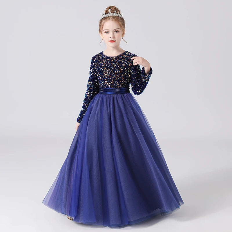 Sparkly Sequins Long Sleeve Flower Girl Dress for Weddings & Special Occasions - Perfect for Birthday Parties, Pageants, and Holiday Celebrations