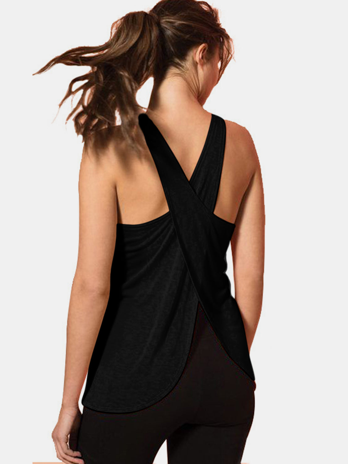 Crisscross Scoop Neck Active Tank Top - Women's Workout & Yoga Shirt for Running, Gym & Lounge Wear