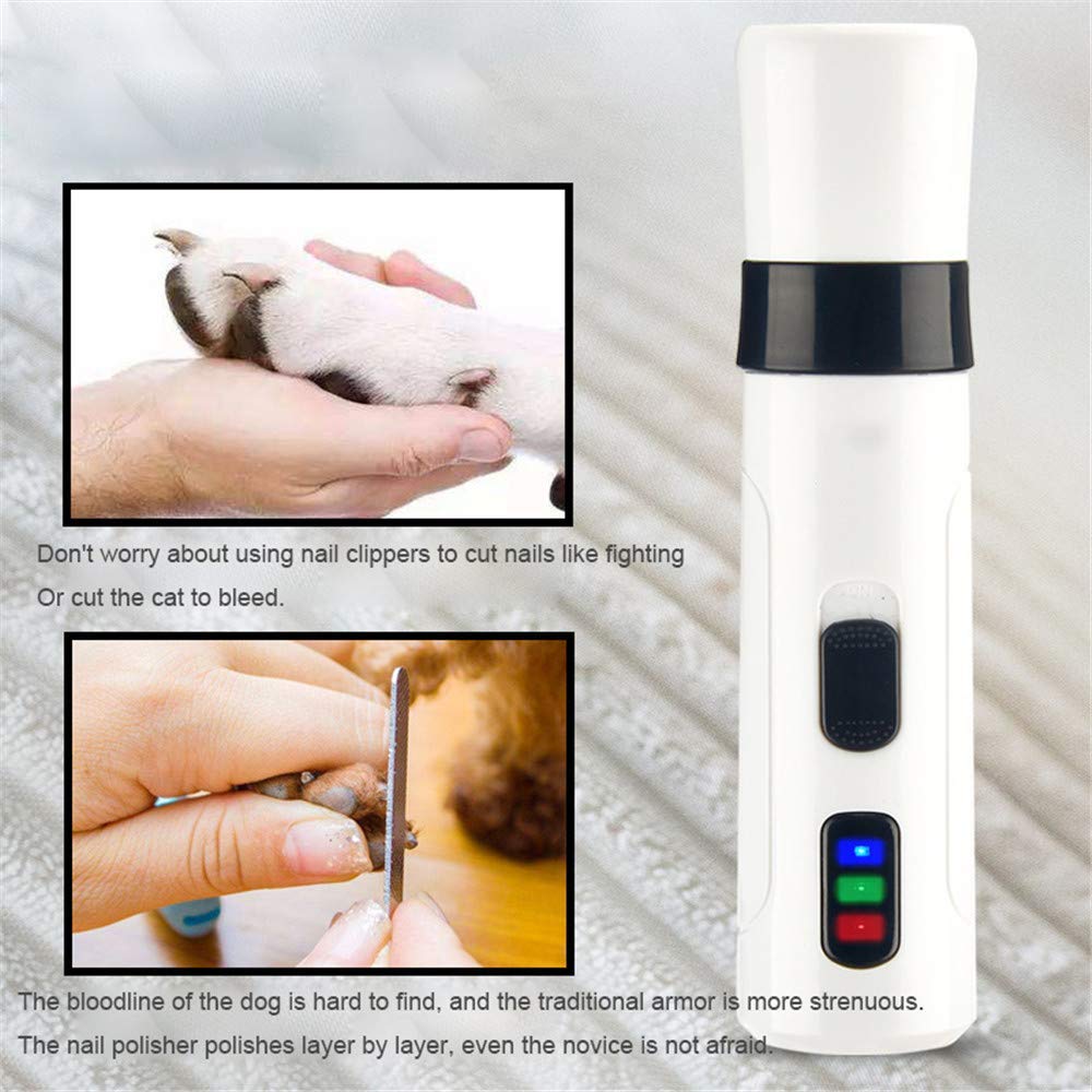 USB Rechargeable Pet Nail Grinder for Dogs & Cats - Ultra Quiet Electric Nail Trimmer with Painless Grinding & Gentle Paws Care - Perfect for Home Grooming & Pet Nail Maintenance
