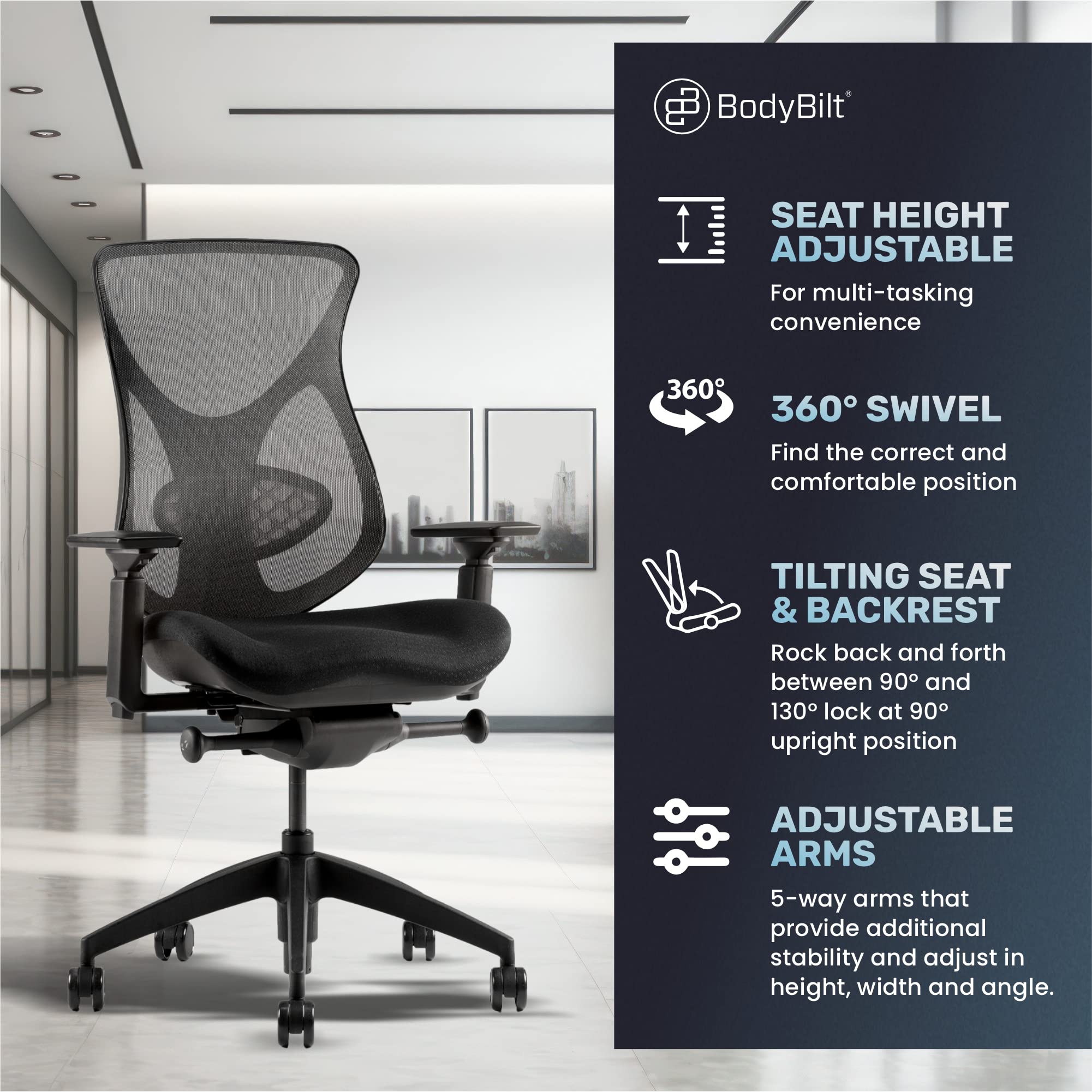 Midcelli Mesh Back Office Chair - Ergonomic Desk Chair with Breathable Mesh for Home & Office Workspace