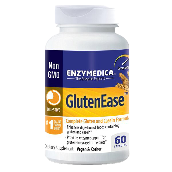 Enzymedica GlutenEase Digestive Enzyme Supplement - 60 Capsules for Gluten Sensitivity & Digestive Support | Ideal for Meals Out, Travel & Gluten-Free Lifestyle