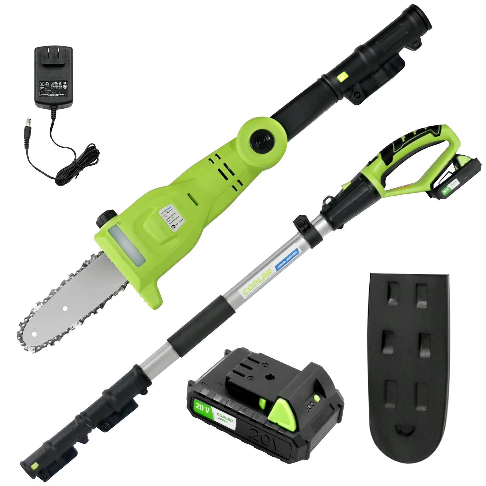 COPLAR 20V Cordless Pole Saw - 8-Inch Multi-Angle Chainsaw for Tree Trimming & Branch Cutting | Includes 2.0Ah Battery & Charger | Perfect for Landscaping, Yard Maintenance & DIY Tree Care