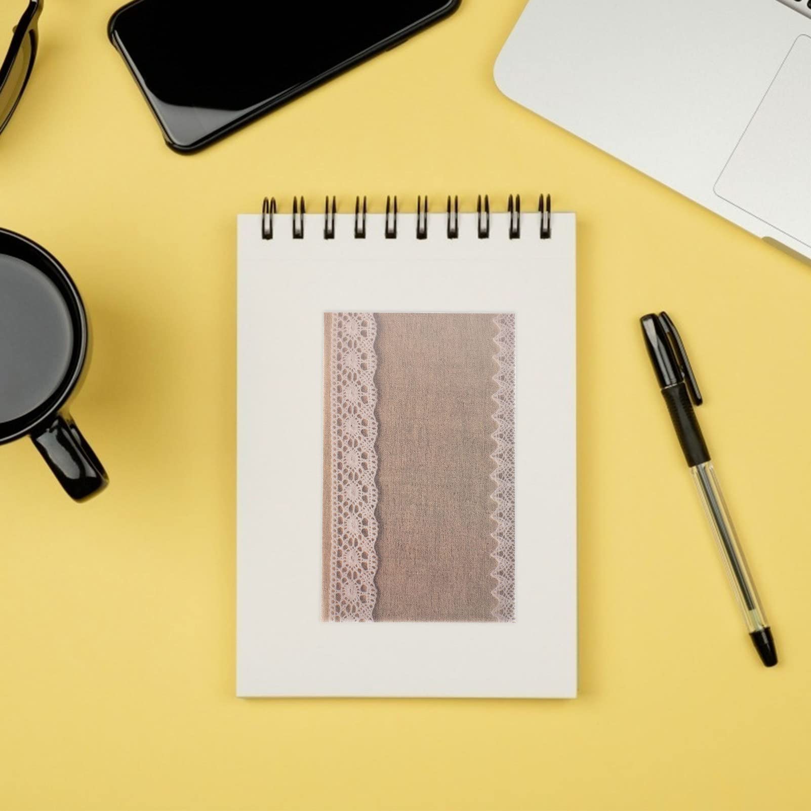 Rustic Burlap Memo Pads with Lace Design - 6 Pack (180 Sheets) for Office, School, Home & Gift Giving - Aesthetic Stationery Notepads for Journaling, Lists & Notes