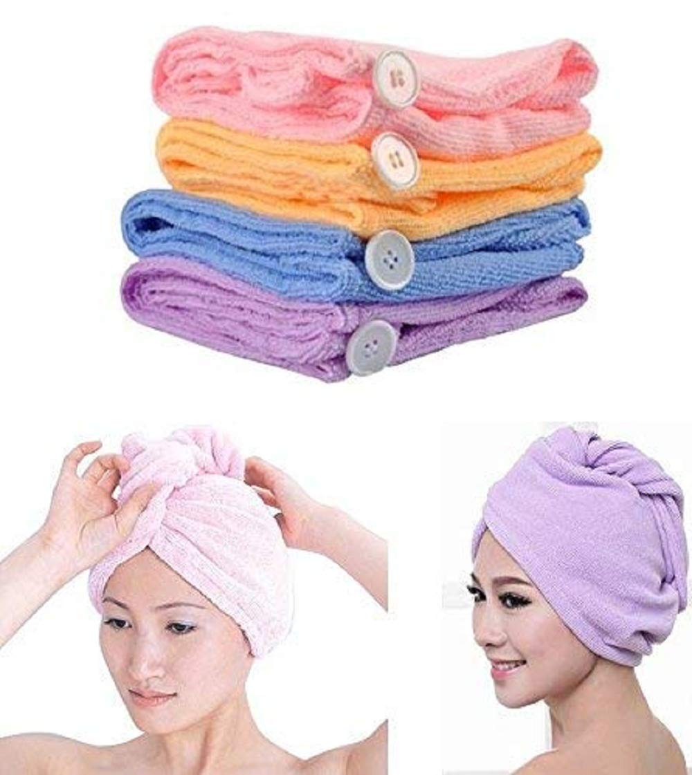 Super Absorbent Microfiber Hair Towel Wrap - Quick Dry Hair Turban for Women & Men - Soft Bathrobe Towel Cap for Wet Hair After Shower (Multicolor, 1 Pack) | Perfect for Post-Wash Styling, Salon Use & Travel