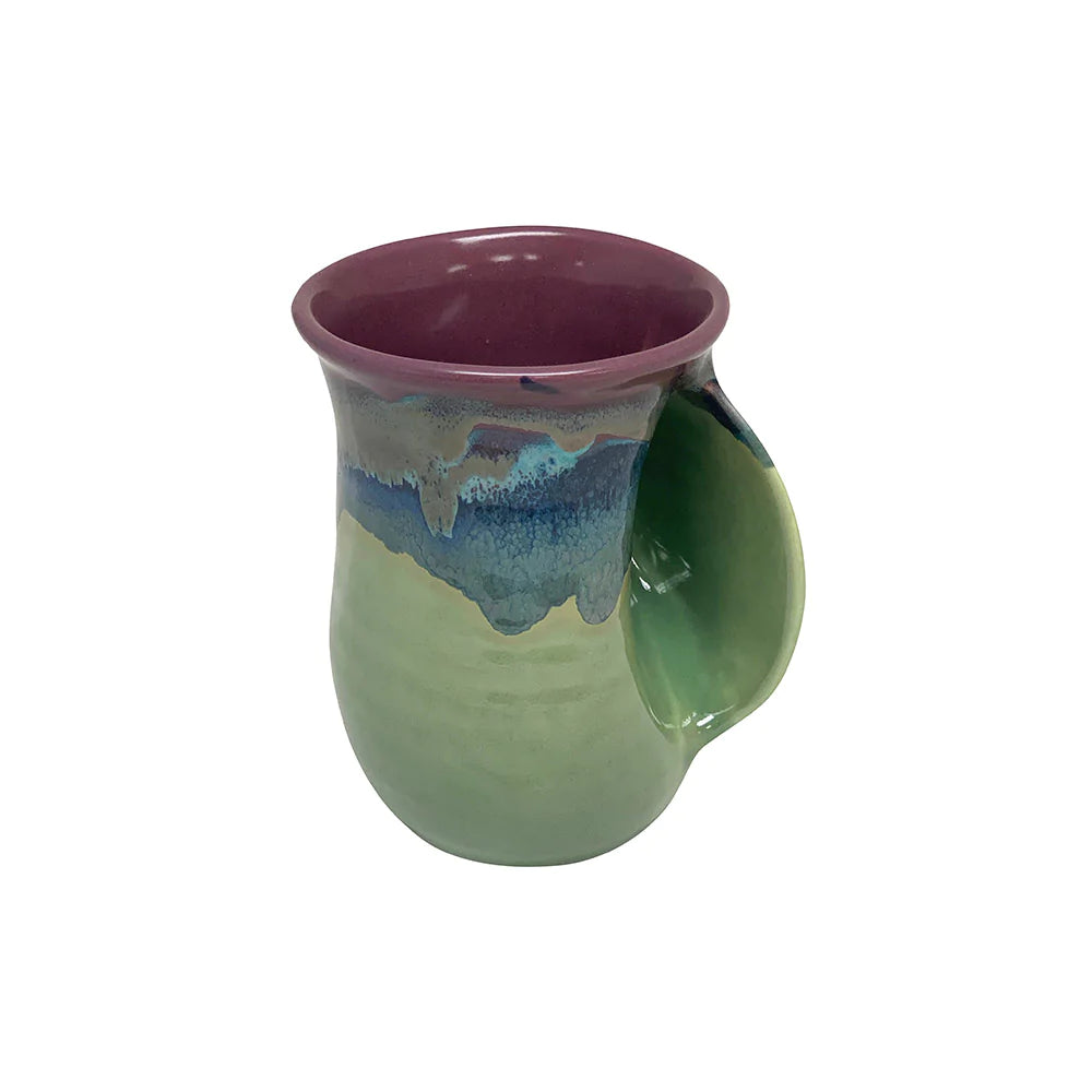Clay in Motion Handwarmer Mug for Right Handed - Mossy Creek Ceramic Coffee Cup #19MC | Perfect for Office, Camping & Winter Warmth