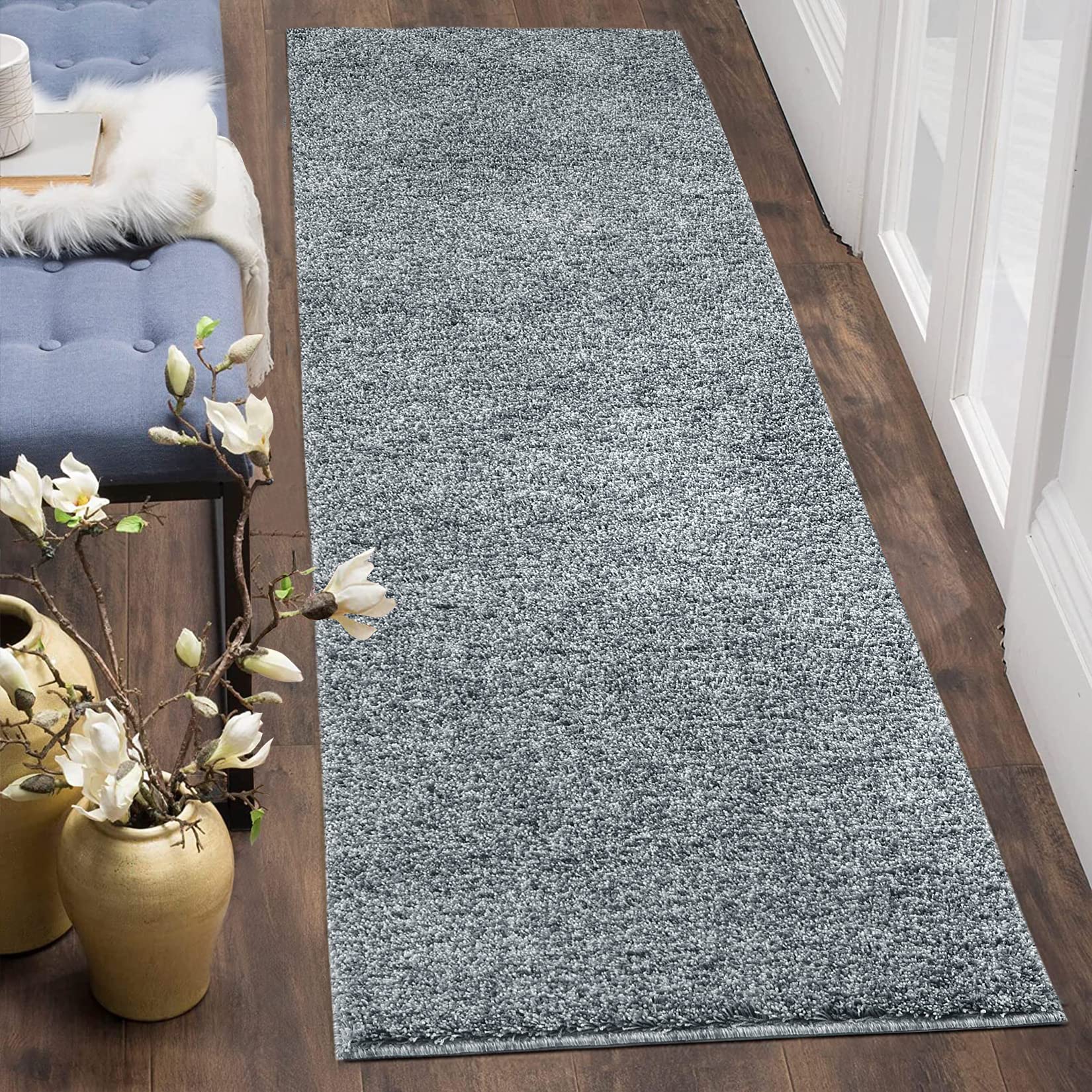 GARVEE 2x6 Runner Rug - Ultra Soft Shaggy Plush Carpet with Non-Slip Backing for Hallway, Kitchen, Laundry Room & Nursery - Home Decor Floor Mat in Grey | Perfect for High Traffic Areas & Cozy Spaces