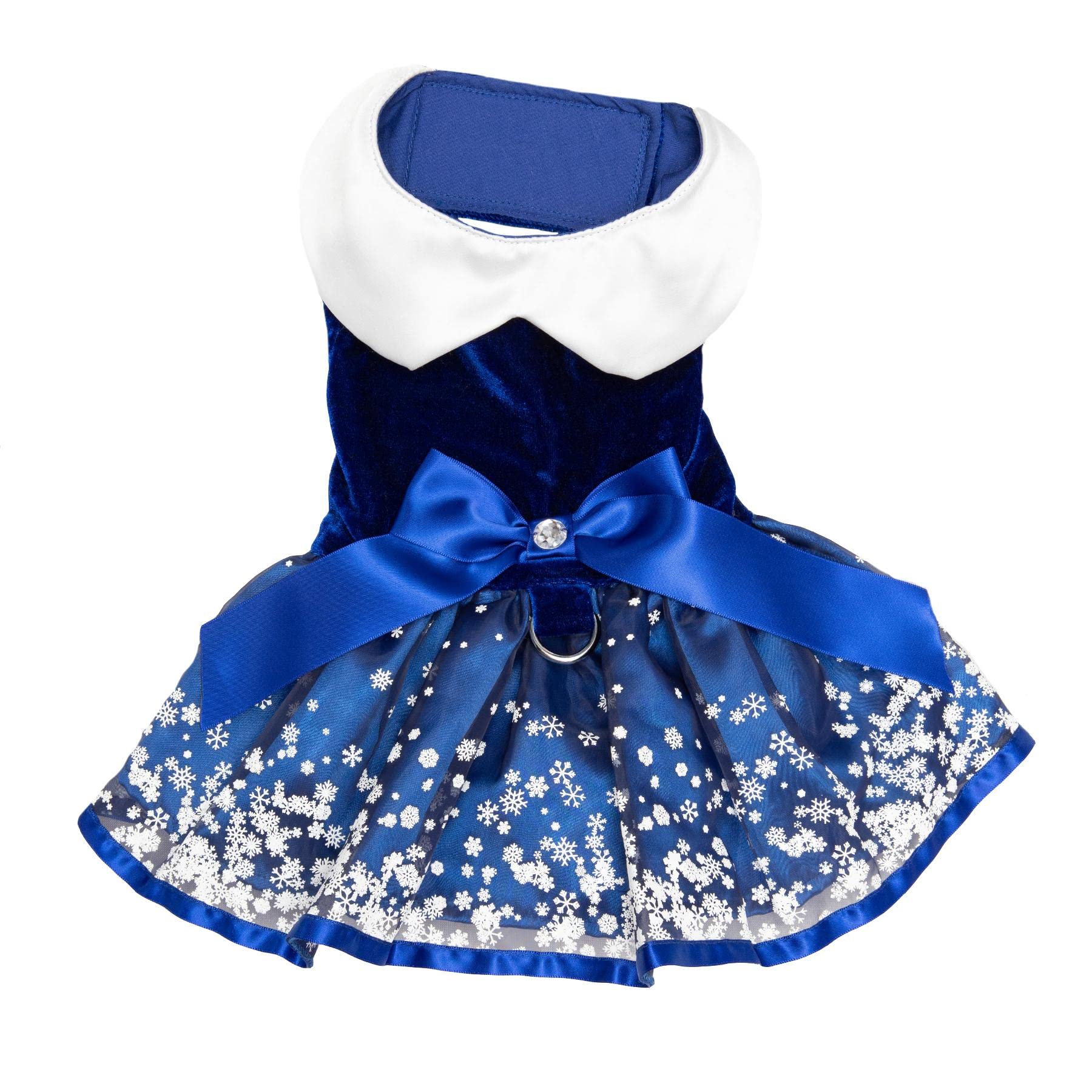 Festive Snowflake Dog Harness Dress for Small Dogs - Holiday Pet Costume for Christmas, Parties & Winter Photos