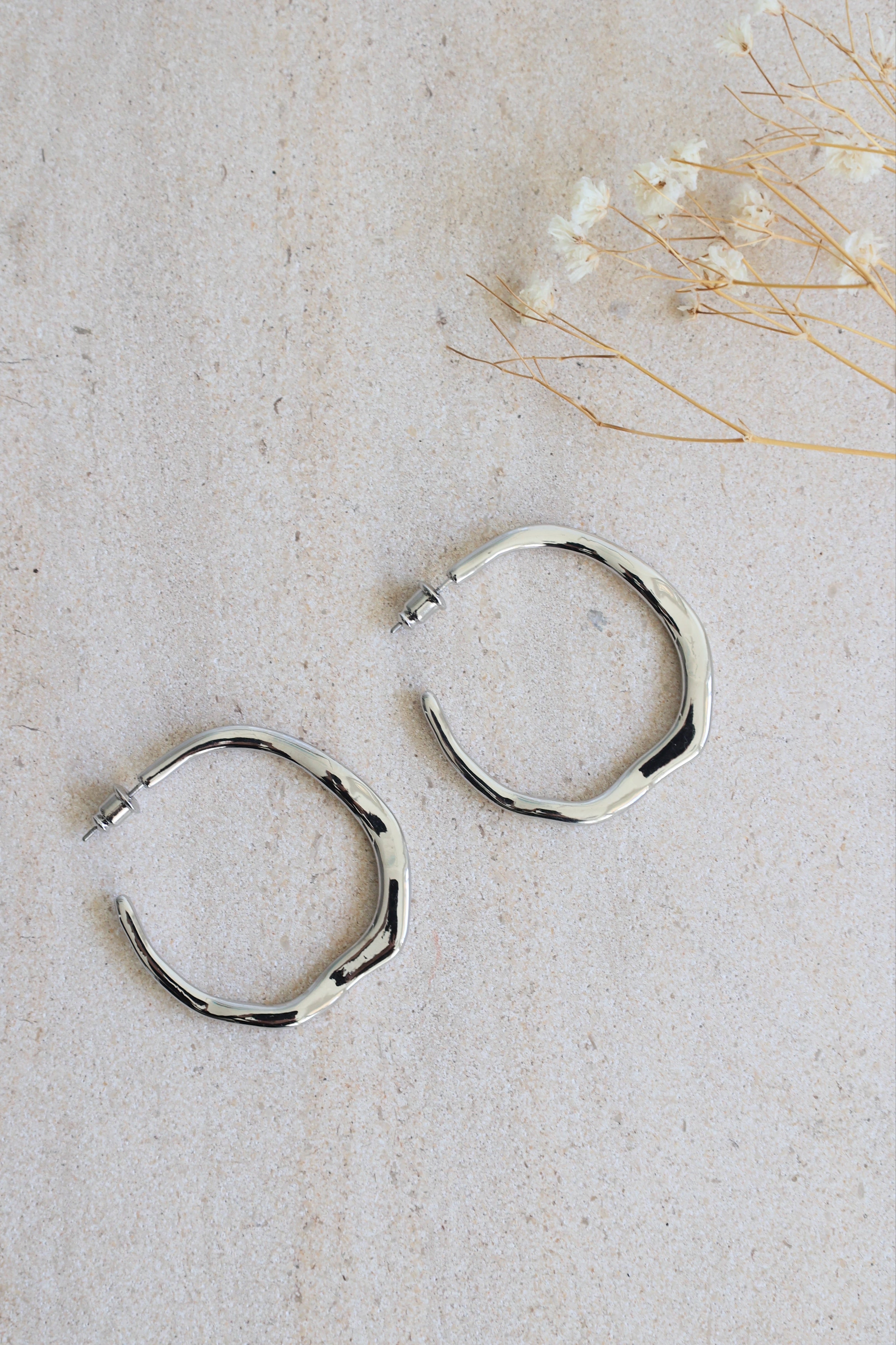Modern Organic Silver Hoop Earrings for Women - Hypoallergenic Sterling Silver Minimalist Hoops - Perfect for Everyday Wear, Office & Date Night