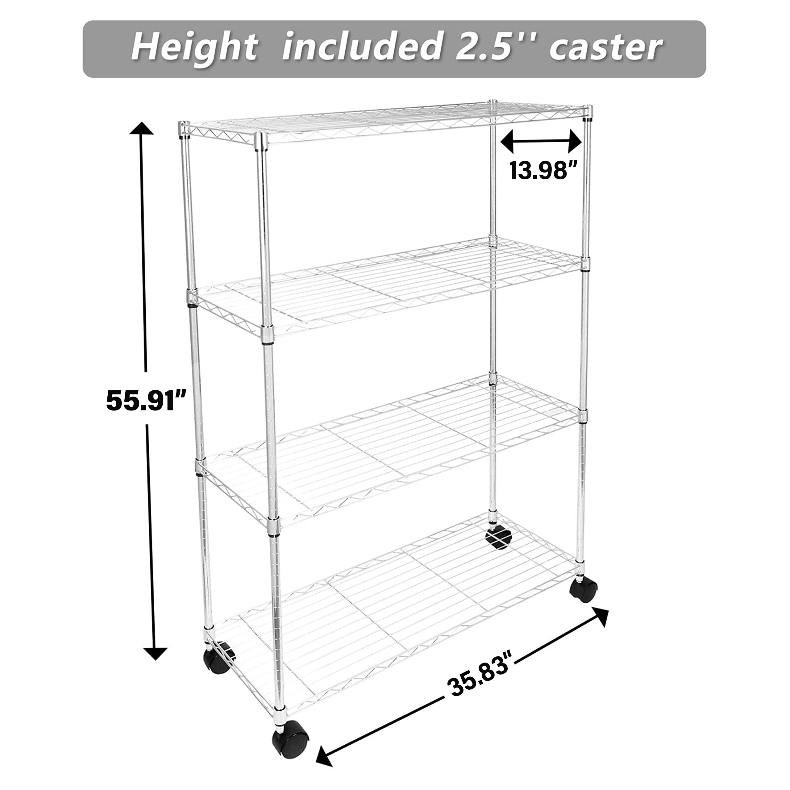 YSSOA Heavy Duty 4-Tier Steel Wire Shelving Unit - 35.83