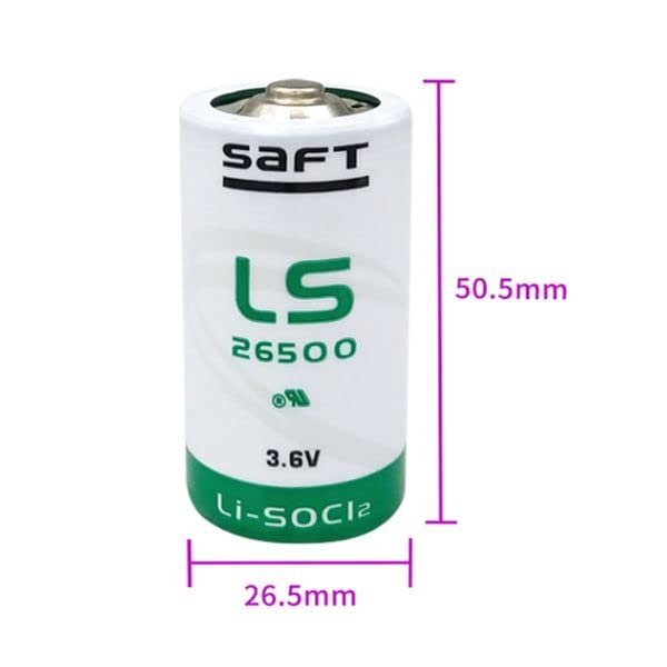 DSONE (2-Pack) LS26500 C Size 3.6V 7700mAh Lithium Thionyl Chloride Battery - Compatible with SAFT LS26500, Ideal for Water Meters, Electricity Meters, PLC Memory Backup & Industrial Power Supply Applications