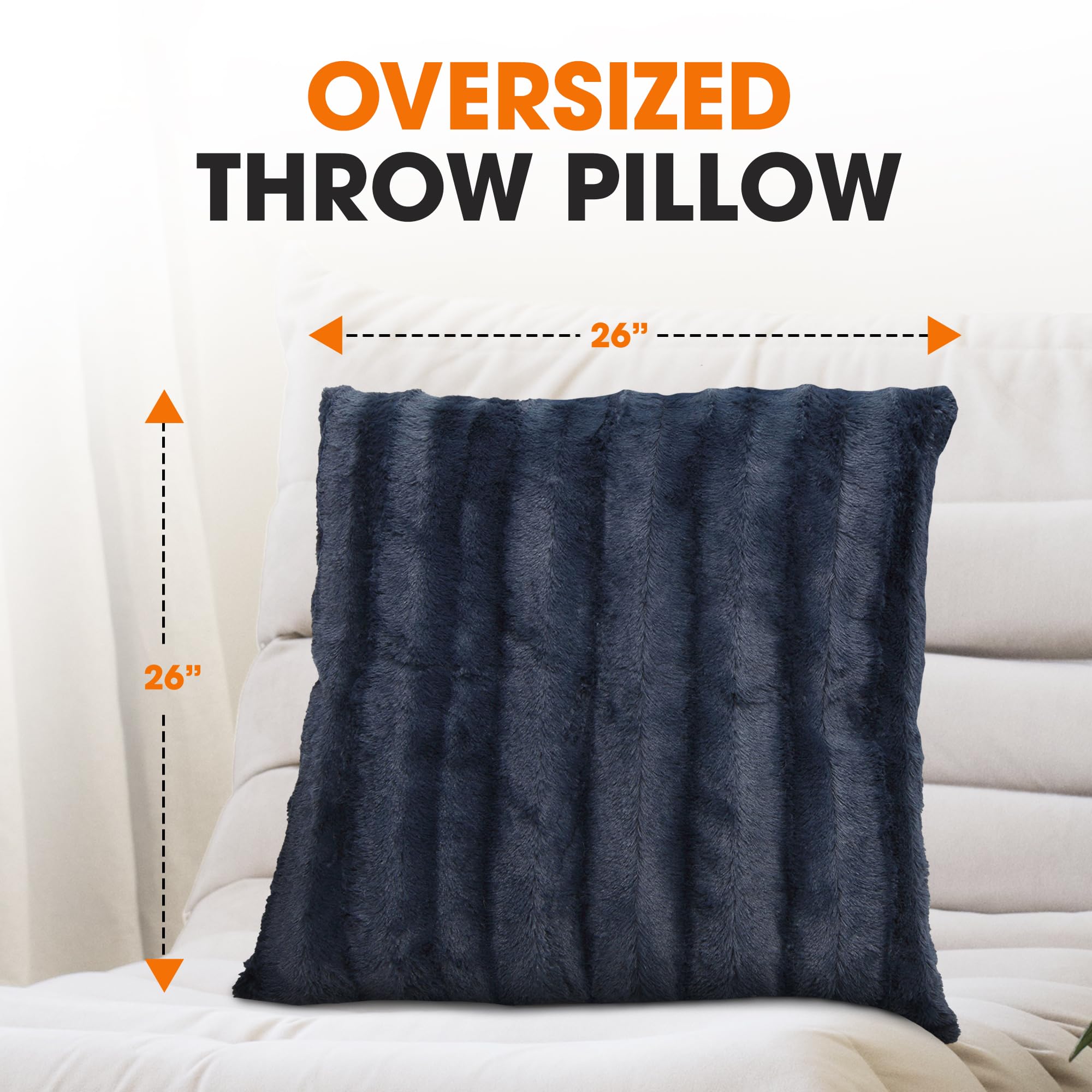Luxury Faux Fur Throw Pillows Set of 2 - 26