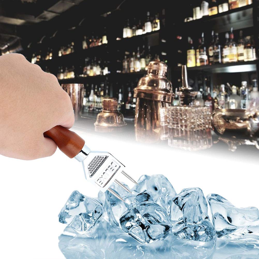 Jeffergarden Stainless Steel Ice Chisel with Wood Handle - Heavy Duty Ice Removal Pick, Crushed Ice Chipper for Bartenders & Home Bars - Perfect for Cocktails, Ice Sculpting & Kitchen Use