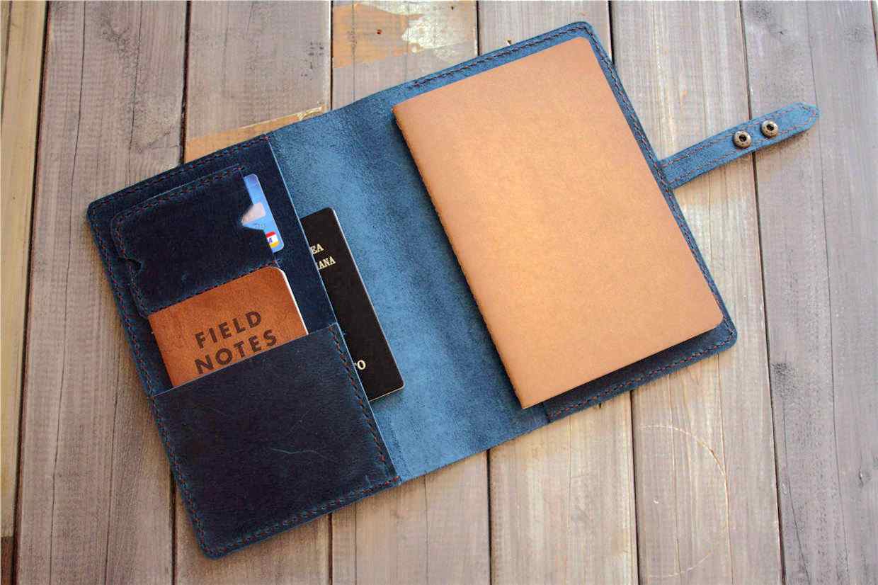 Custom Blue Leather A4 Notebook Cover - Personalized Name Engraving | Premium Document Holder & Organizer for Office, School, Journaling, and Business Meetings