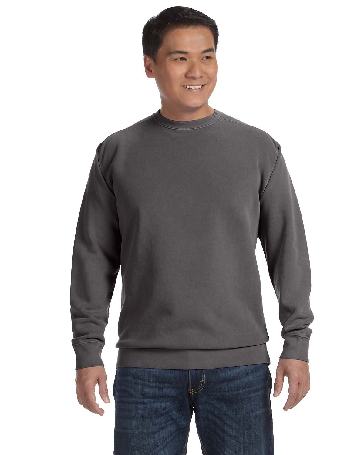 Comfort Colors Chouinard 1566 Adult Crew Neck Sweatshirt | Soft Cotton Pullover Hoodie | Pepper PgmDye Small | Casual Wear, Street Style & Loungewear for Men & Women