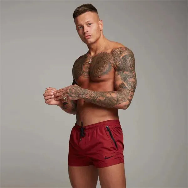 Men's Quick-Dry Swim Shorts with Side Pockets - Comfortable Beach & Pool Swimwear for Swimming, Surfing & Vacation