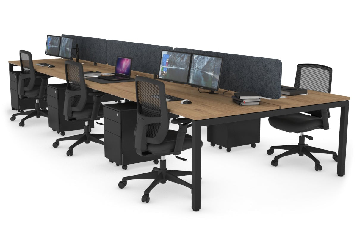 6-Person Office Workstation with Quadro Square Legs - 1600L x 800W Dimensions, Cable Management Scallop for Organized Workspace - Perfect for Open Office Layouts, Team Collaboration & Modern Workspaces