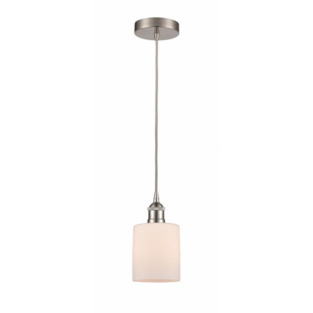 Industrial Style Mini Pendant Light - 1 Light Brushed Satin Nickel Finish - 9.75