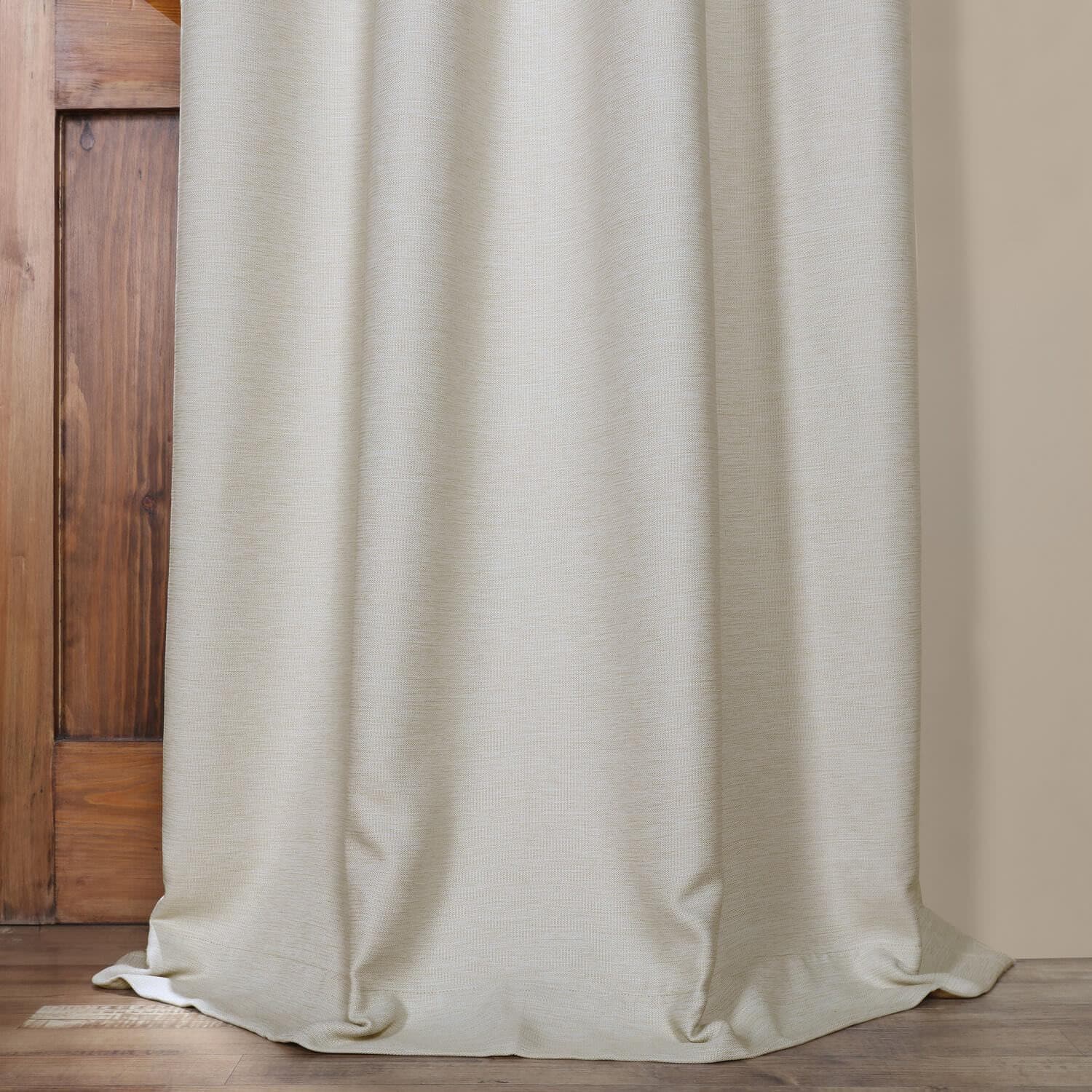 Oat Cream Grommet Textured Blackout Curtains - Thermal Insulated Window Drapes for Bedroom & Living Room - Noise Reducing Room Darkening Curtain Panels for Better Sleep