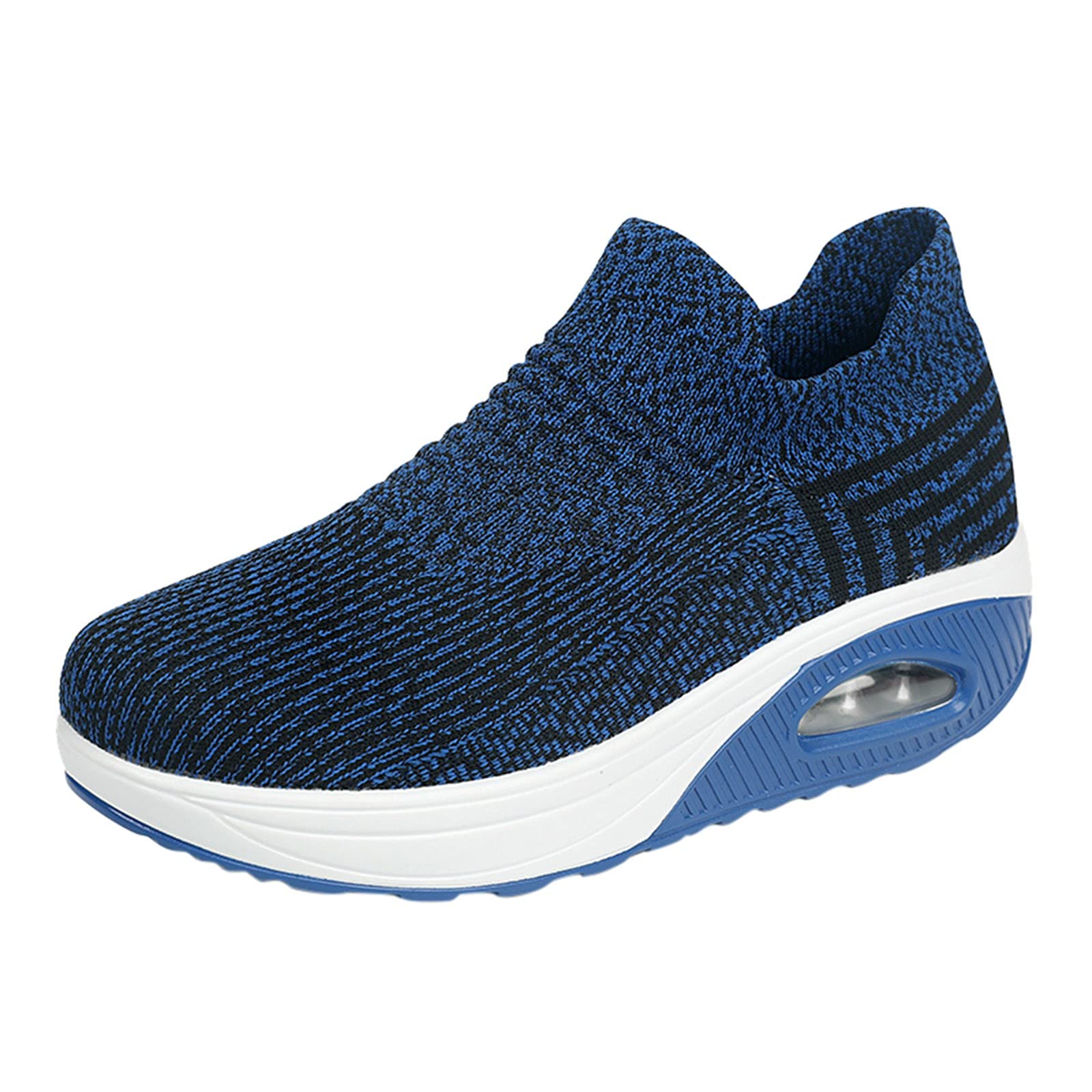 Women's Slip-On Casual Sneakers - Non-Slip Comfort Shoes for Walking & Work | Lightweight Breathable Red & Blue Sneakers (Size 7.5) - Perfect for Office, Travel & Everyday Wear