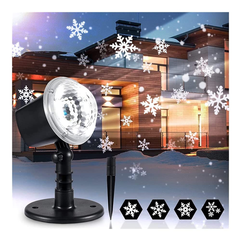 Christmas Snowflake Projector Lights Outdoor - IP65 Waterproof LED Holiday Light with Rotating Snowfall Effect for Halloween, Wedding, Party, Garden & Landscape Decoration - Perfect for Creating Festive Atmosphere in Winter Celebrations
