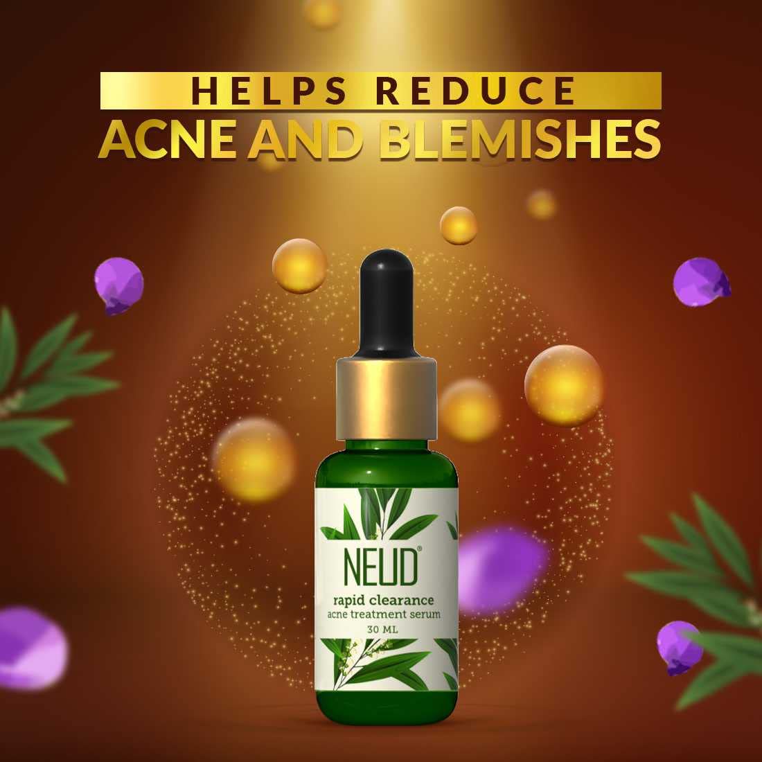 NEUD Xpose Yourself Rapid Clearance Acne Treatment Serum with Salicylic Acid, Bakuchiol & Niacinamide - 2 Pack (30ml) | Oil-Free Face Serum for Acne-Prone Skin | Perfect for Daily Skincare Routine & Blemish Control