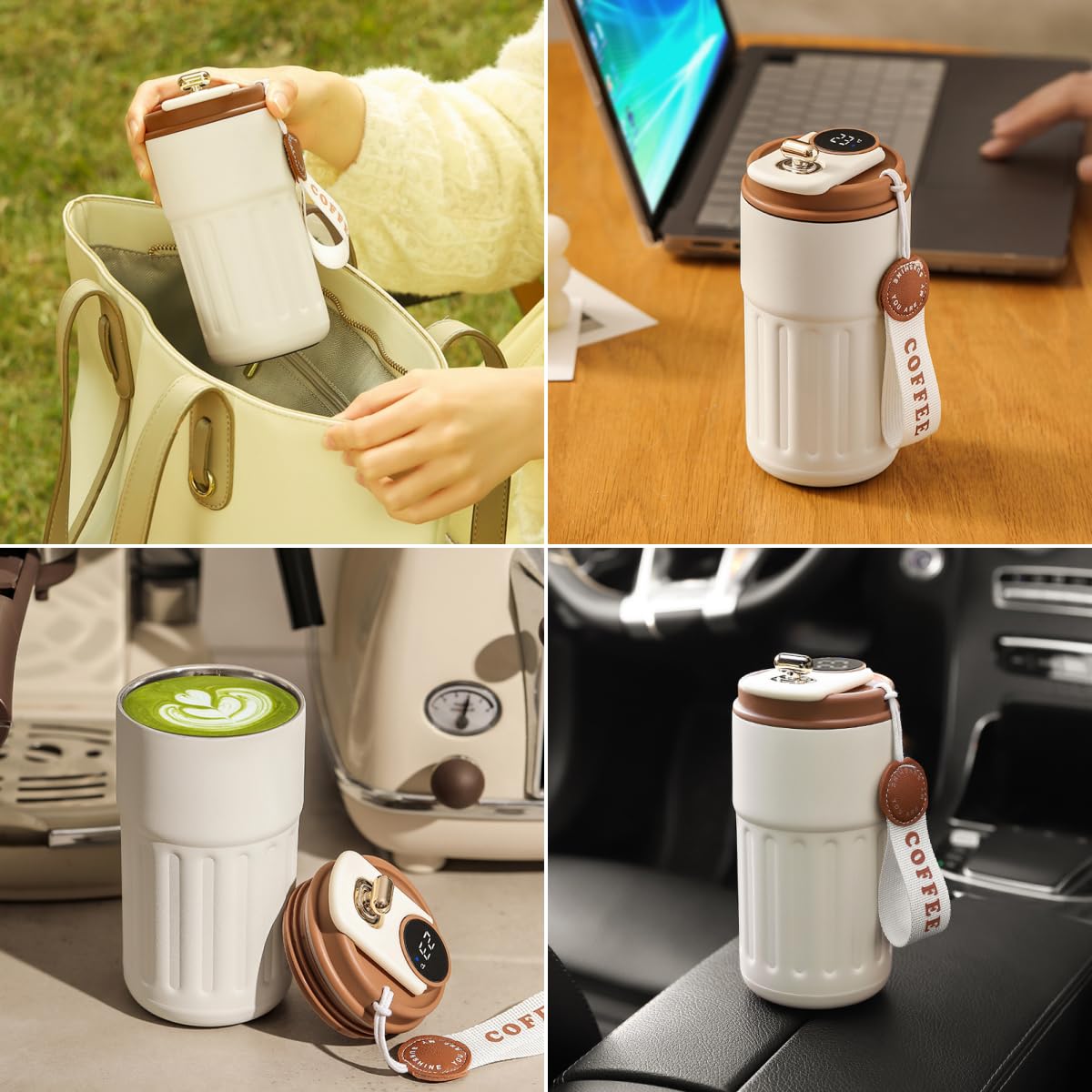 Premium Stainless Steel Vacuum Insulated Travel Coffee Mug - 12oz (370ml) Leak-Proof Double Wall Thermos Tumbler for Hot & Cold Drinks - Smart Red - Perfect for Office, Commuting, Camping & Outdoor Activities