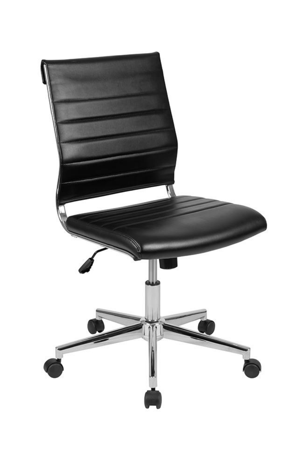 FLASH Hansel Mid Back Executive Office Chair - White LeatherSoft Upholstery, Ergonomic Swivel Design for Home & Office Workspace - Perfect for Desk Work, Conference Rooms & Professional Environments