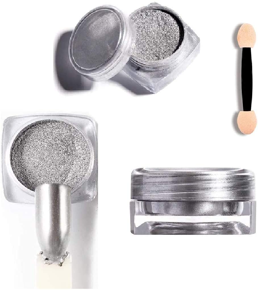 FASHION STORM® Mirror Chrome Nail Powder - Silver Metallic Nail Art Polish for Gel & Acrylic Nails | Perfect for Manicures, Pedicures & DIY Nail Designs at Home or Salon