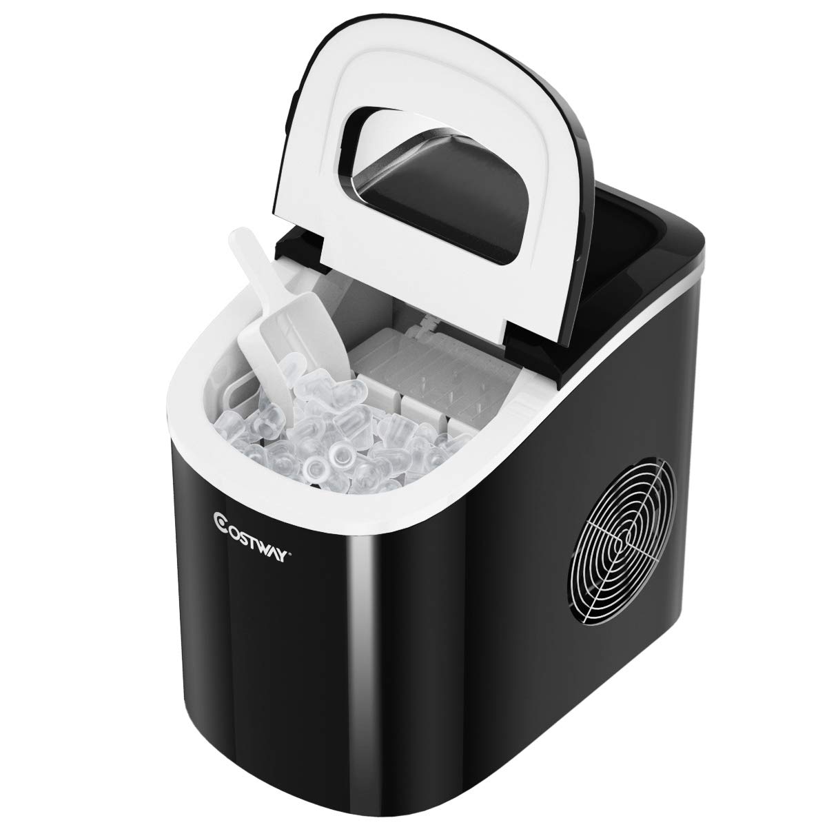 COSTWAY 26LBS/24H Portable Countertop Ice Maker Machine - Fast 6-Minute Ice Cubes, Compact & Efficient with Ice Scoop - Perfect for Home, Kitchen, Office, Parties & Outdoor Use - Black
