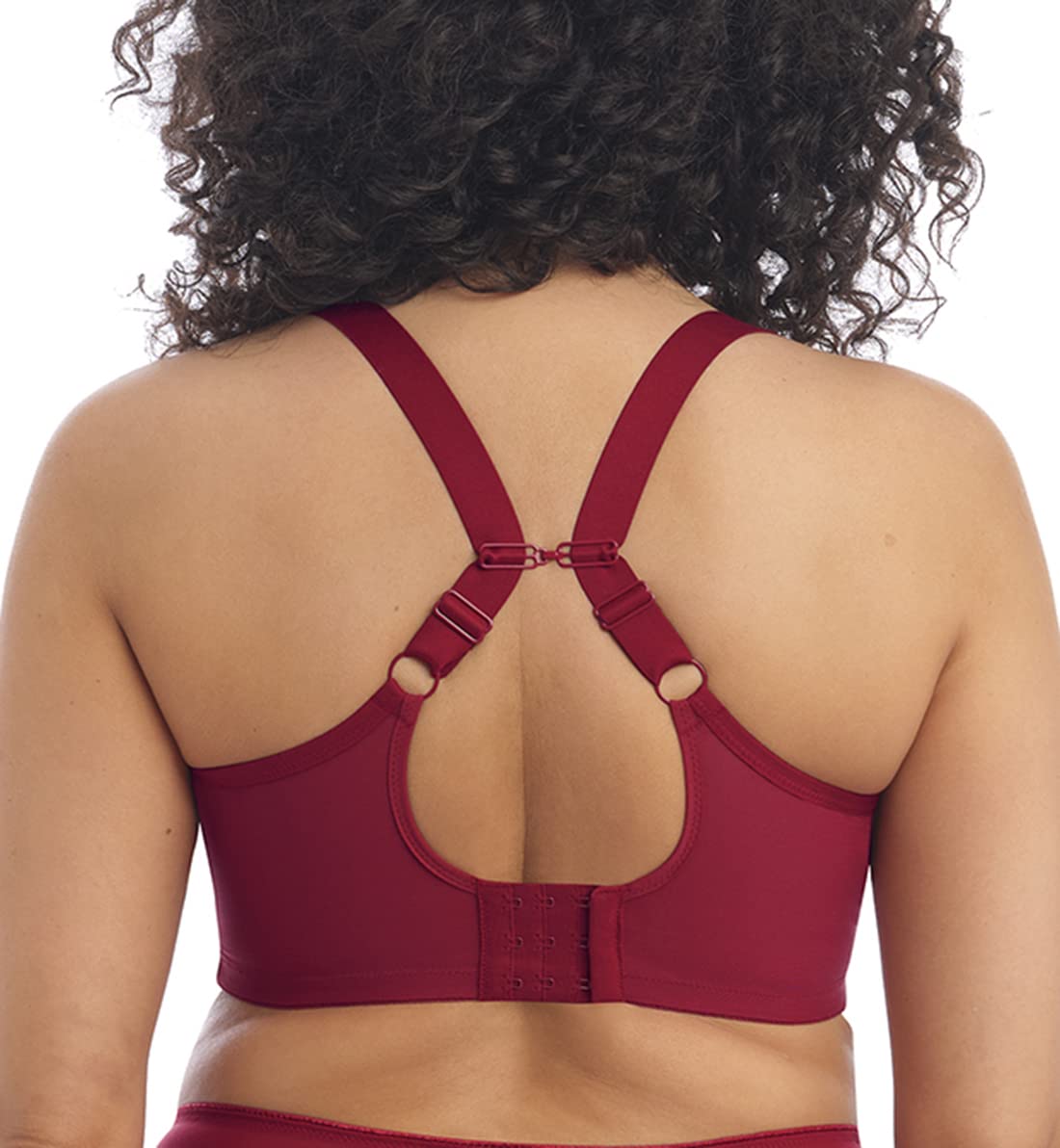 Elomi Women's Matilda Plunge Bra - DD+ Size, Sheer Mesh Cups with Side Support & Adjustable J-Hook for Racerback | Perfect for Everyday Wear, Workouts & Special Occasions