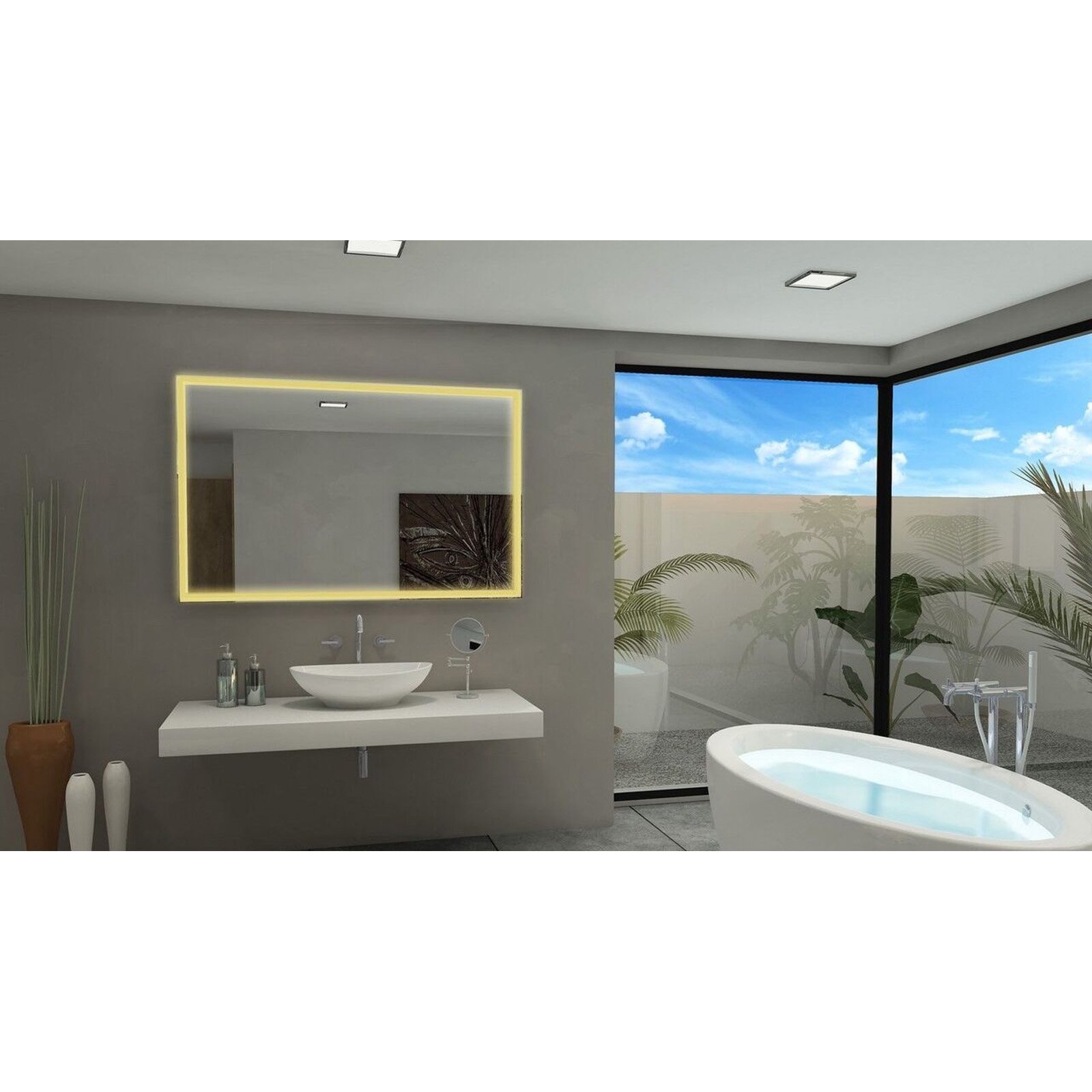 Dimmable LED Vanity Mirror with Galaxy Lighting - Adjustable Brightness Rectangle Makeup Mirror for Bathroom, Bedroom & Dressing Room