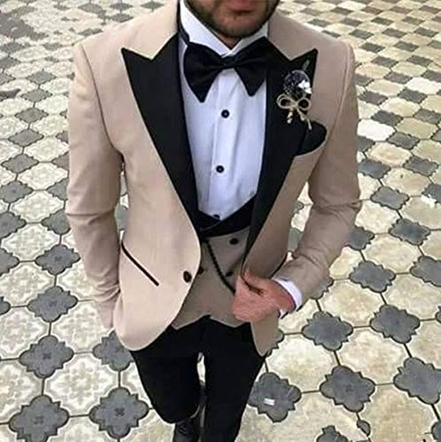 Men's Slim Fit 3-Piece Wedding Suit Set - Tuxedo Blazer, Tapered Pants & Vest for Groomsmen - Perfect for Weddings, Prom, Formal Events & Black Tie Occasions